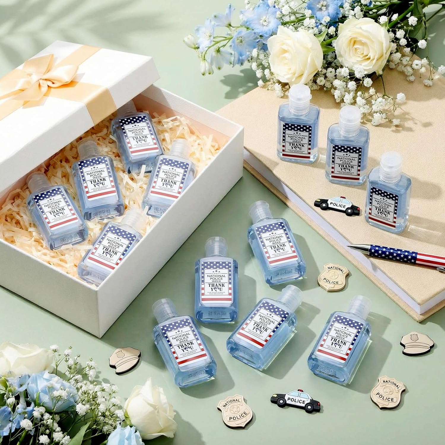 Oudain National Police Week Mini Hand Soap Bulk Police Gift Favors Small Hand Soap for Guest 1 Fl oz Travel Size Gift for Party Supplies