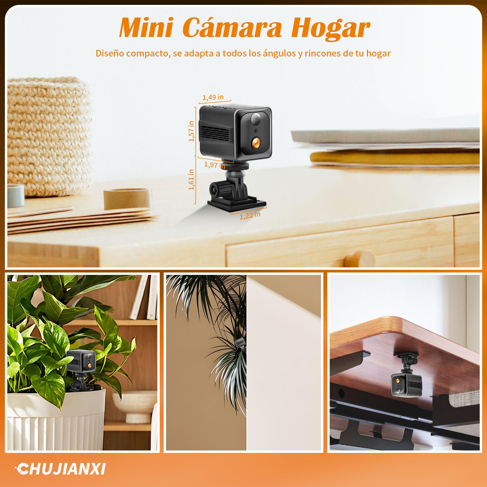 Cámara Mini 4K, Cámara Interior WiFi Actualizada 2026 | Cámara con Transmisión en Vivo para Móvil, Cámara de Larga Espera con Batería de 3000 mAh, Minicámara con Visión Nocturna