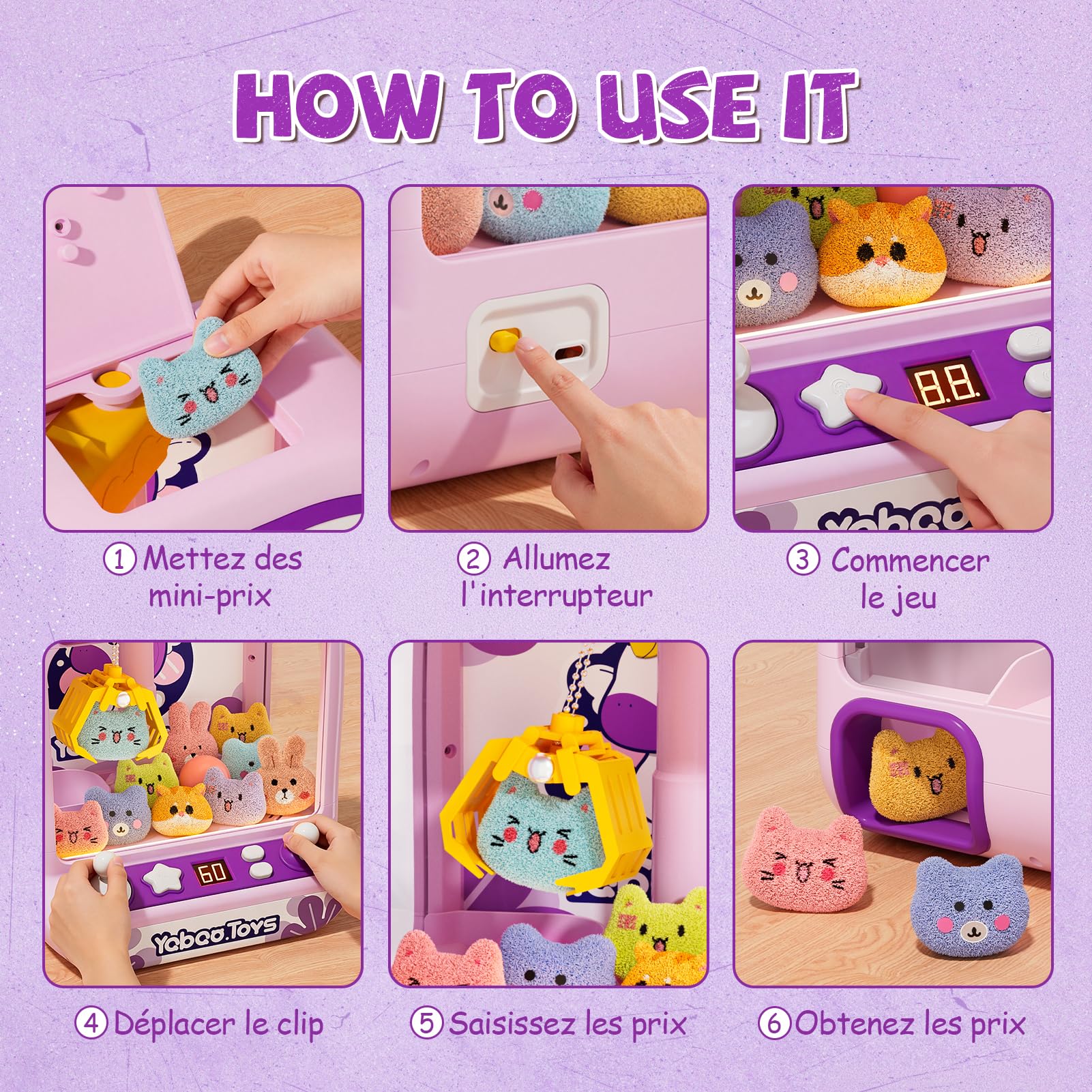 Machine à Pince pour Enfants, Distributeur de Bonbons Licorne avec Lumières Sonores, Jeu d'Arcade Jouet Fille 4-6 Ans