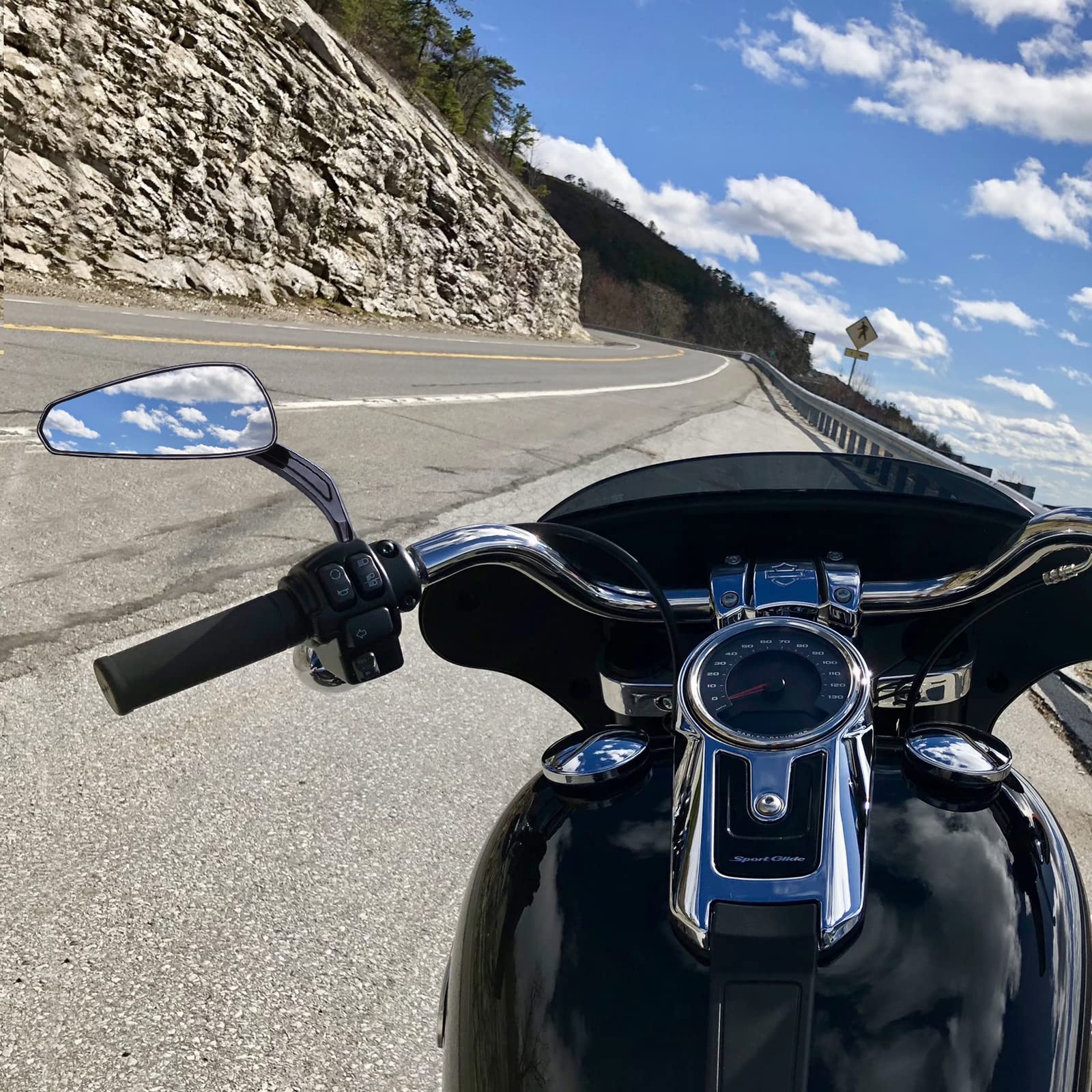Motorrad spiegel, M8 8mm Chrom Runde Rückspiegel Für Softail Slim Forty Eight XL1200X Sportster 1200 Street Glide