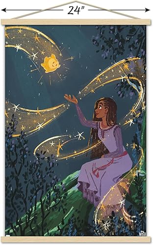Miniatura 3 de Trends International Disney Wish - Póster de collage 2 (Asha & Star), 22.37 x 34.00 pulgadas, paquete de impresión y colgador de madera de haya