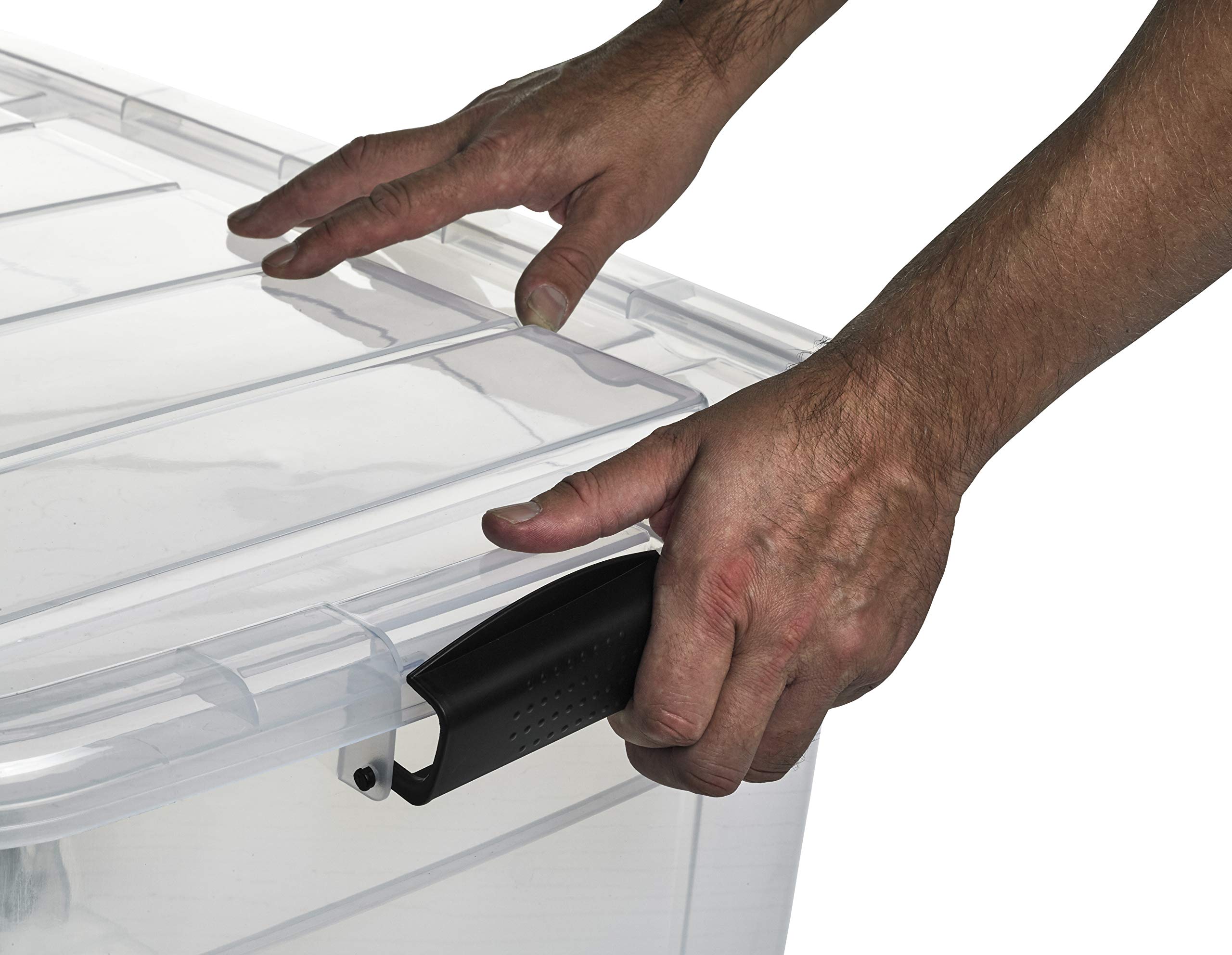 Logiplast 5 Stück Aufbewahrungsbox transparent 32 Liter mit Deckel und Klickverschluss 510 x 385 x 230 mm