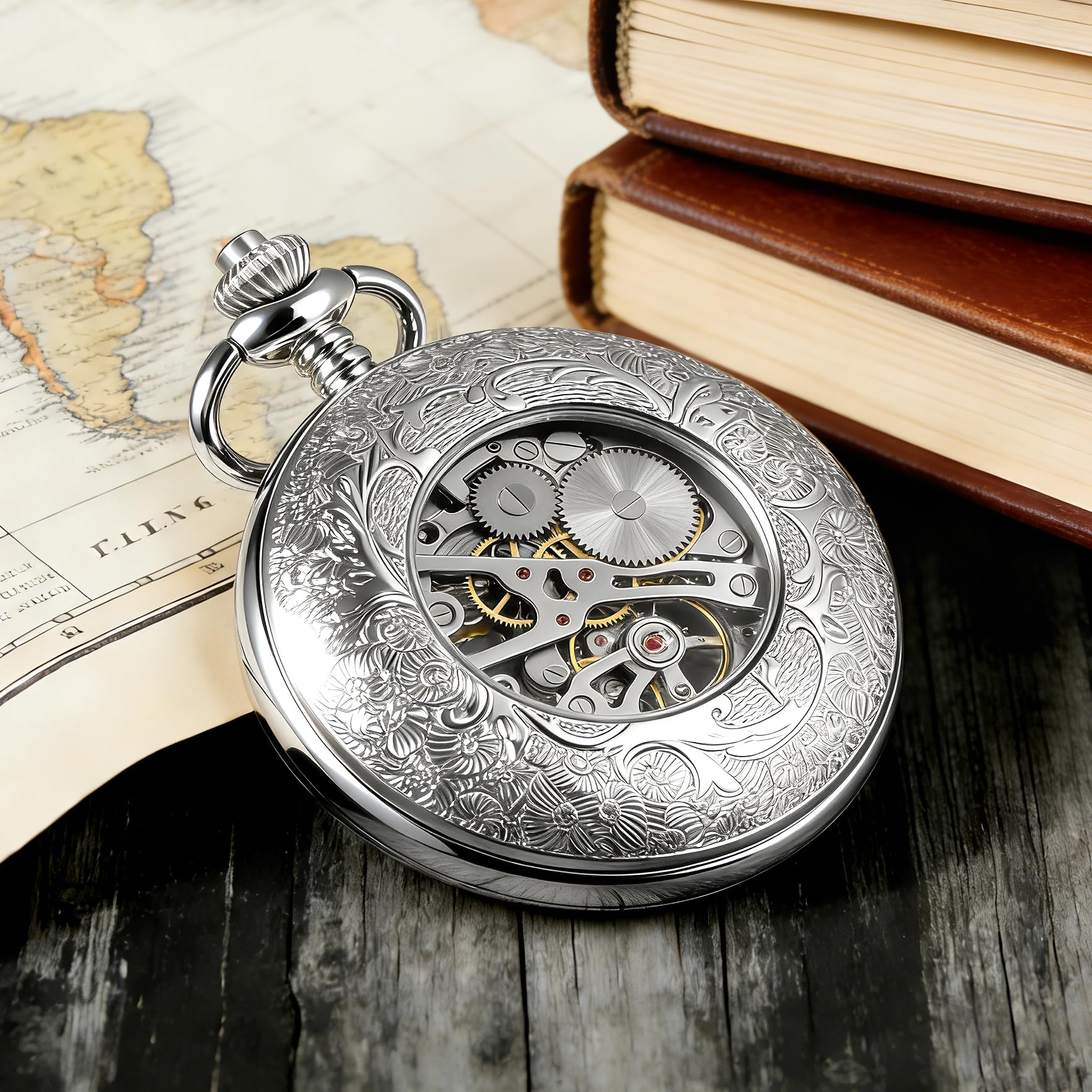 TREEWETO Montre Gousset Mecanique Montres Poche Steampunk Squelette rétro Pendentif Montre de Poche Montre Gousset Dore Montre Poche