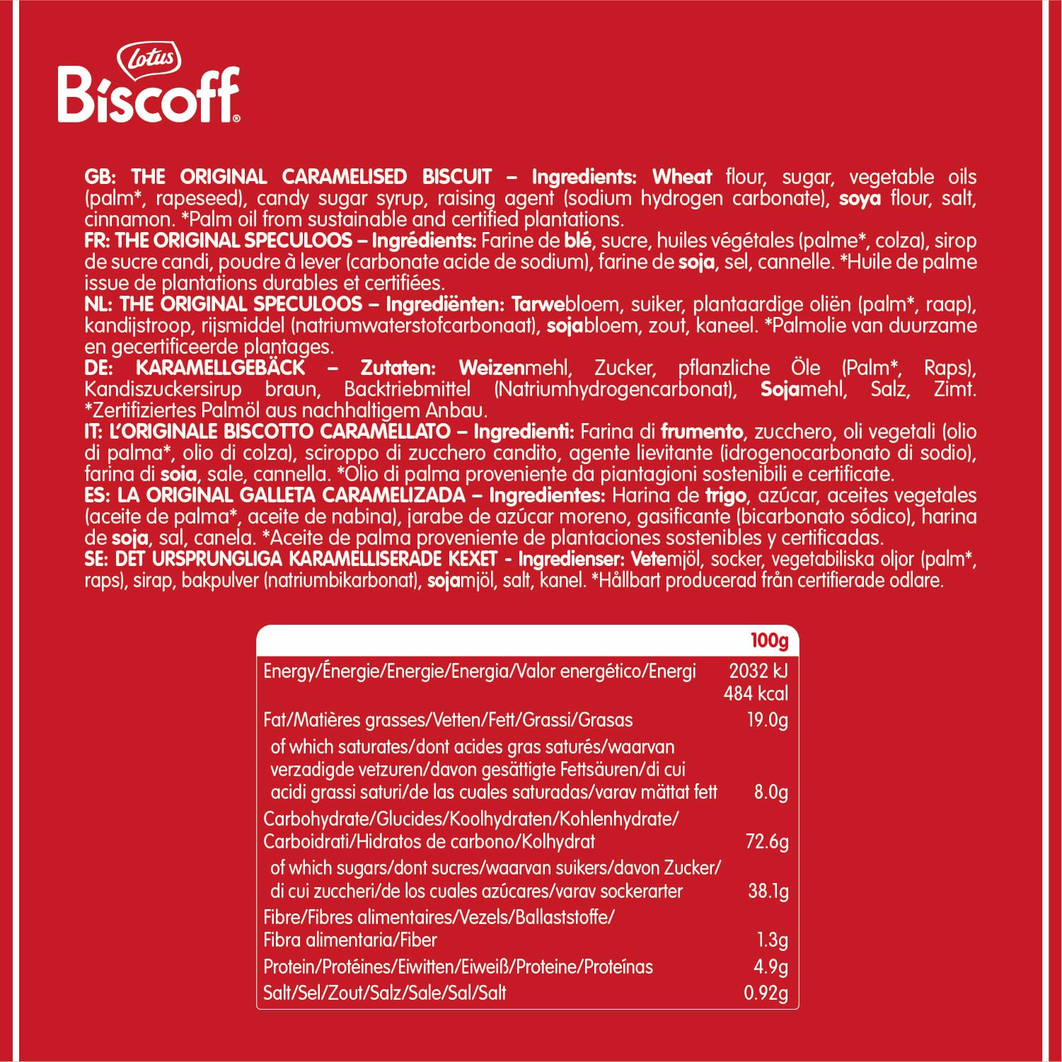 Lotus Biscoff | Galletas Caramelizadas | Envueltas Individualmente cada 2 | Ingredientes de Origen Natural | Vegano | 64 Sobres | 992g
