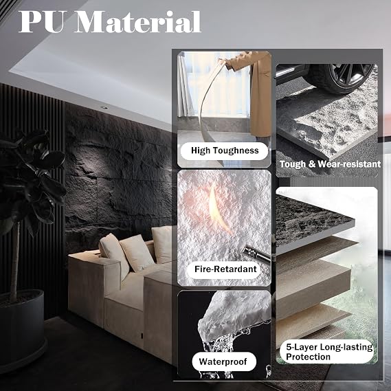 Faux Stone White Wall Panel 3D, 5cm Thick, PU Wall Tiles Waterproof Stain Resistant, Wall Cladding Panels for Paint/Ceramic Tile/Wallpaper/Wood/Plastic/Metal Wall(10 pcs)