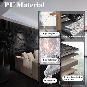 Faux Stone White Wall Panel 3D, 5cm Thick, PU Wall Tiles Waterproof Stain Resistant, Wall Cladding Panels for Paint/Ceramic Tile/Wallpaper/Wood/Plastic/Metal Wall(10 pcs)