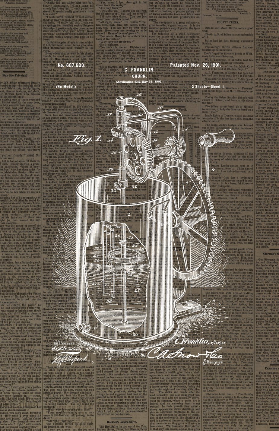 Framable Patent Art the Original Poster Art Print Amish Natural Butter