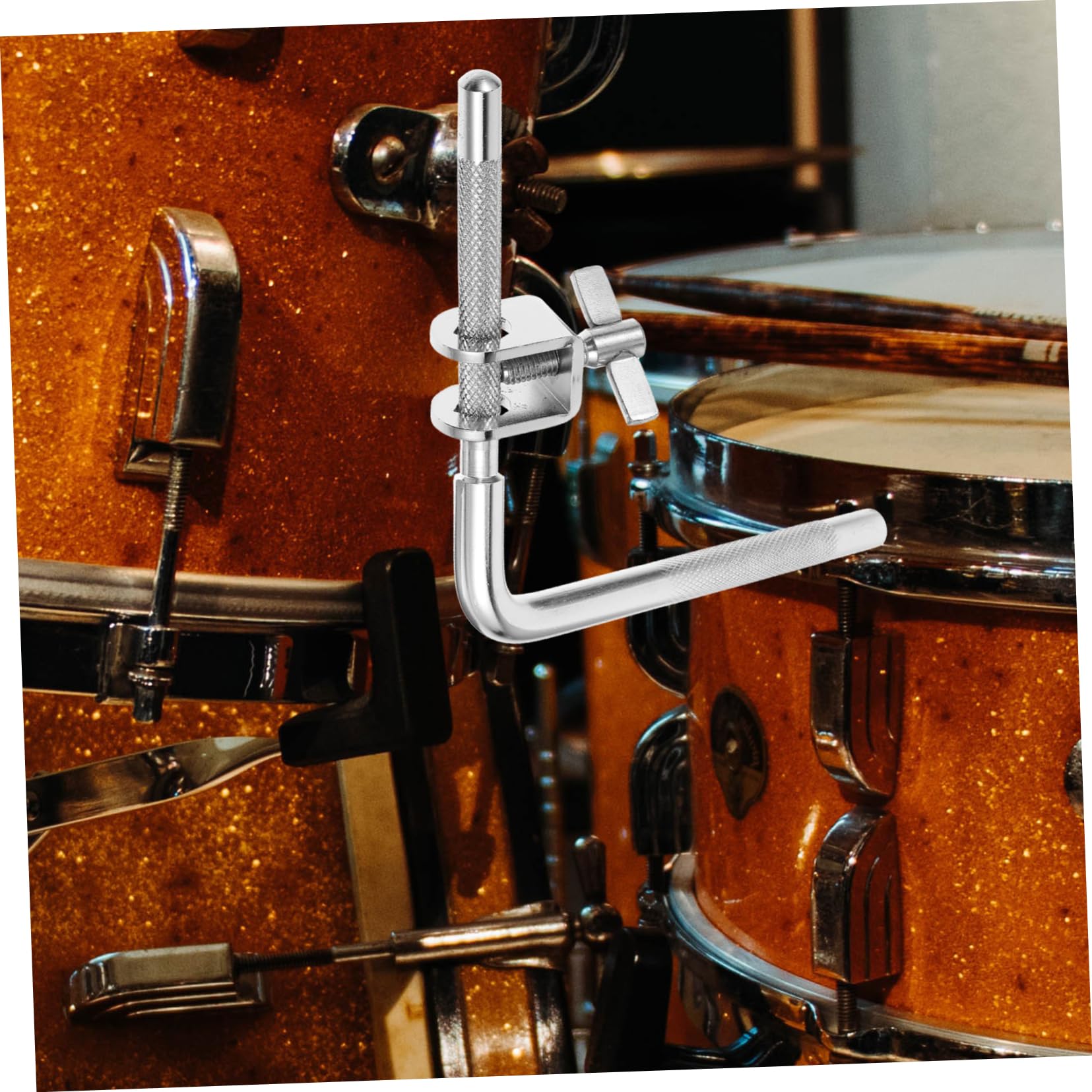 IMIKEYA Pince de Fixation pour Clochette en Métal Argenté Légère avec Structure Simple pour Batterie Percussion Support Instrument Musique