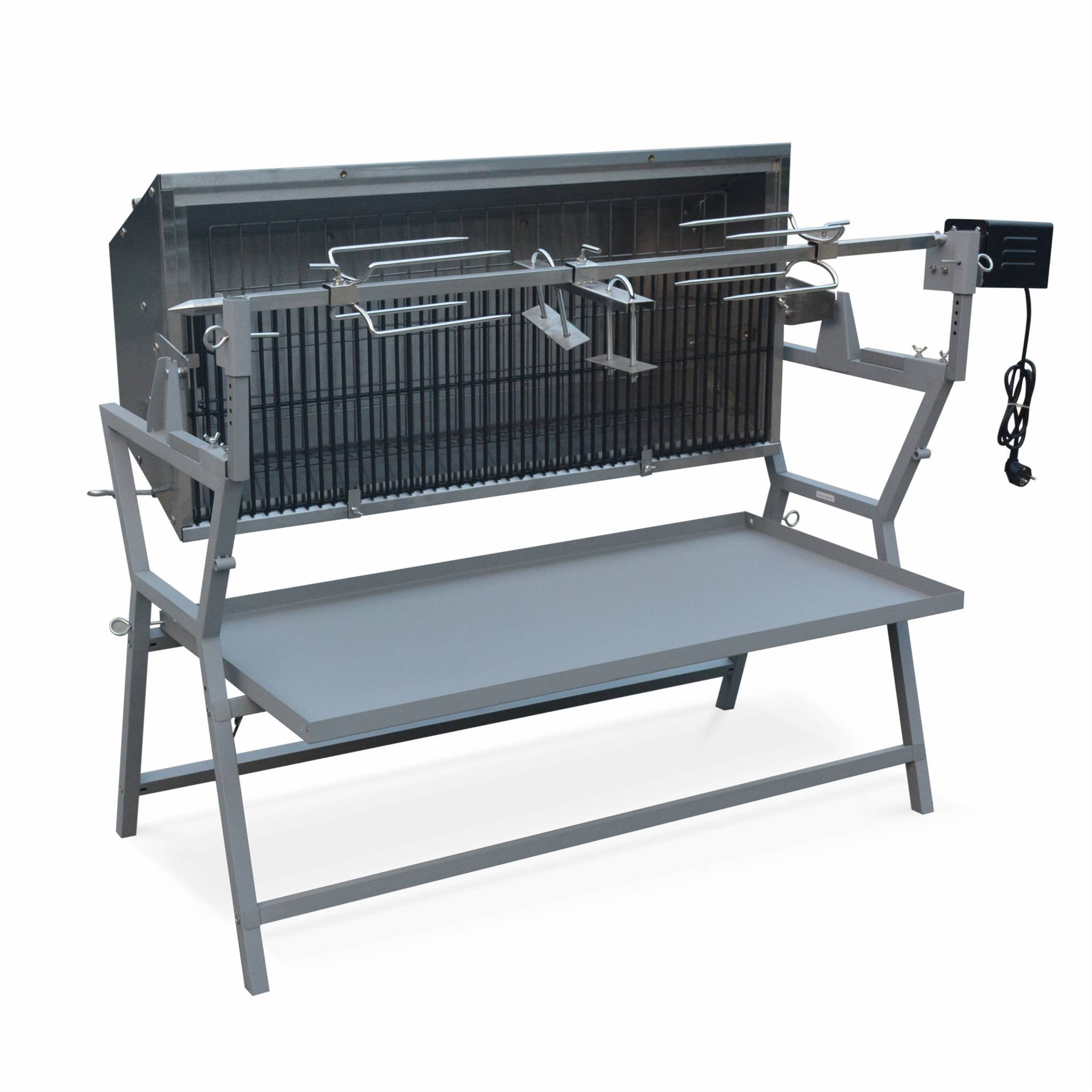 Alice's Garden - Rôtissoire électrique inclinable - Mathurin Inox - Tournebroche. barbecue au charbon de bois à moteur pour grillades réceptions