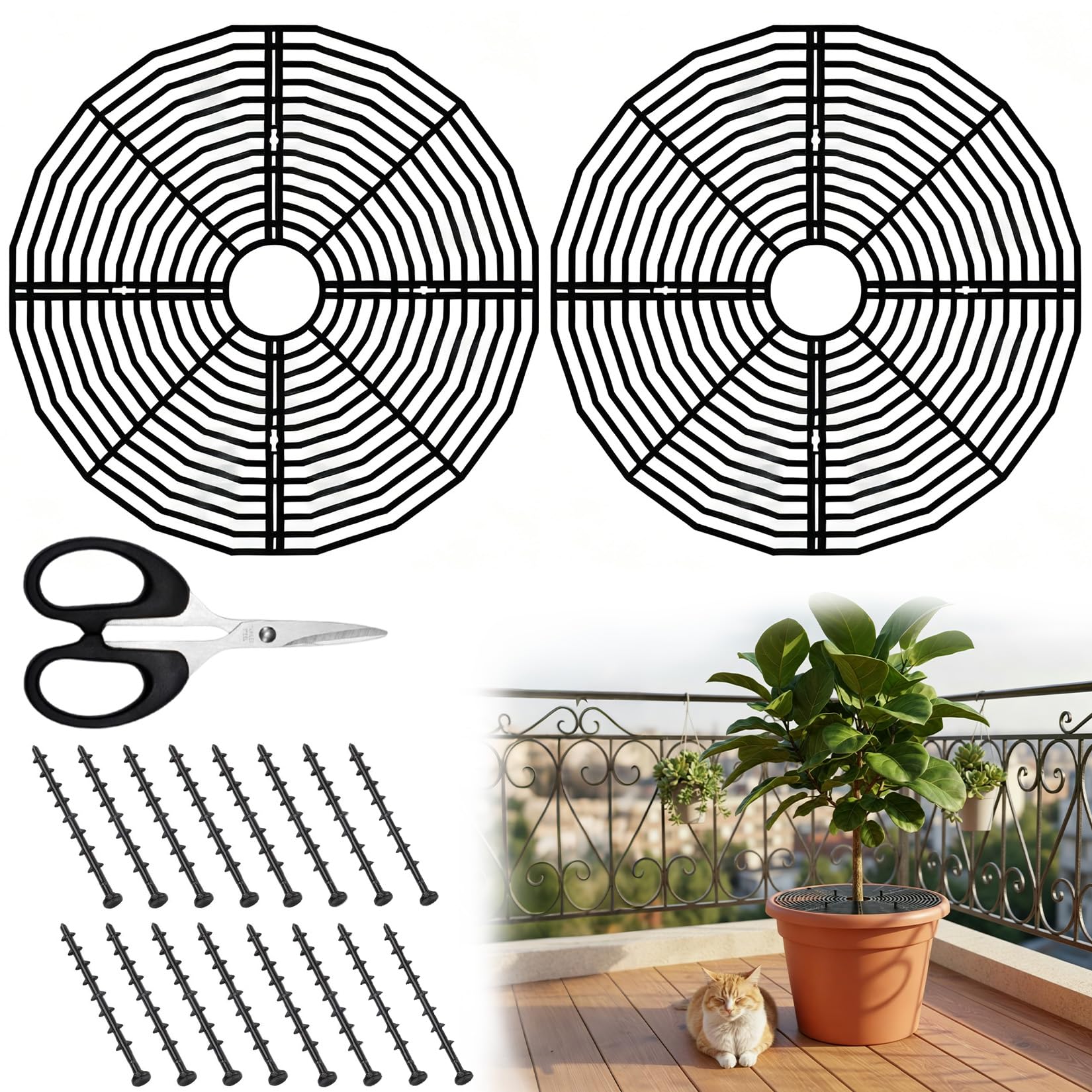Lot de 2 grilles de protection pour pot de fleurs, 50 cm, protection des plantes, chat, respectueuses de l'environnement, non toxiques