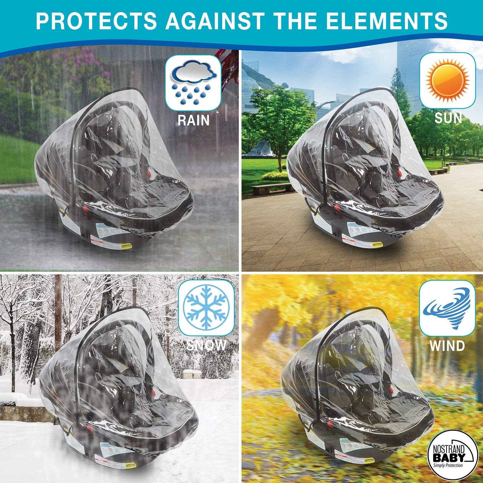 Cubierta universal de la lluvia del asiento del coche del clima del bebé impermeable, protege del polvo de la