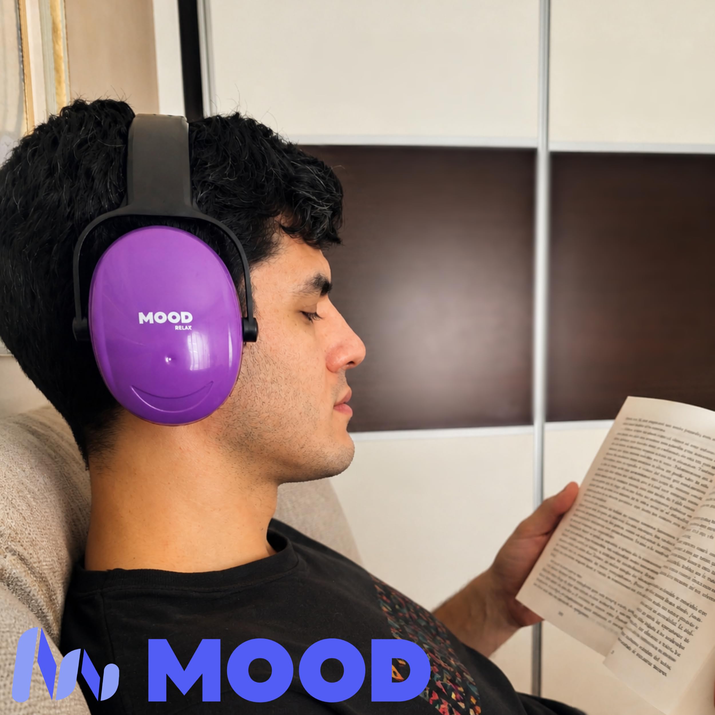 MOOD Cascos antiruido adultos: Reducción del ruido de 33 dB (SNR) - Cascos aislantes del ruido para estudiar, construcción, tiro deportivo - Marca española certificada - Relax Purple