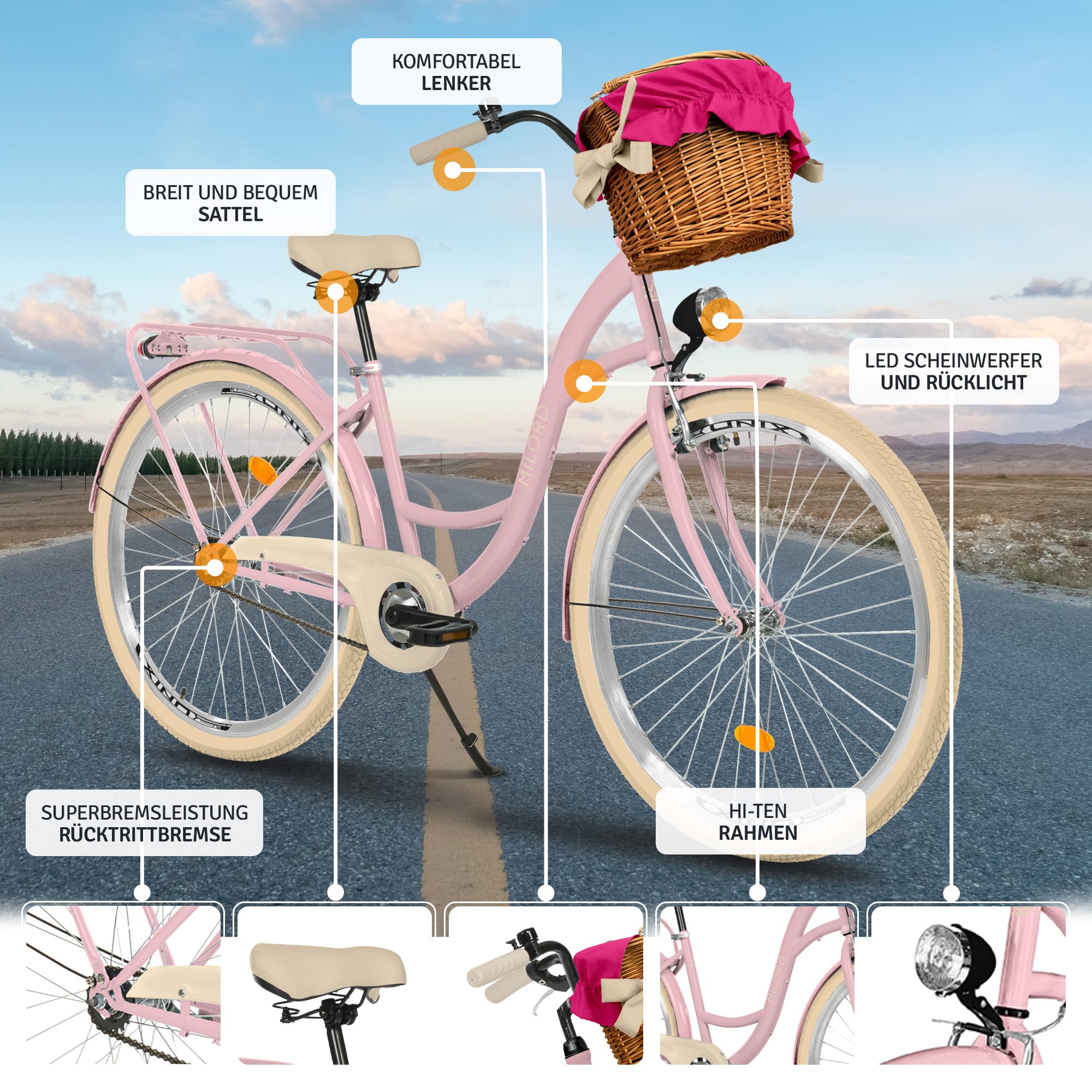 Bicicletta Olandese Milord Comfort 28 Pollici 3 Velocità - City Bike