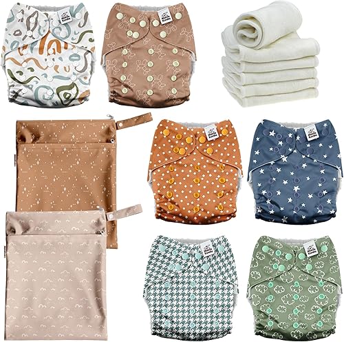 Mama Koala Pañales de tela para bebé 3.0 con 6 insertos, con 2 bolsas reutilizables para húmedo y seco