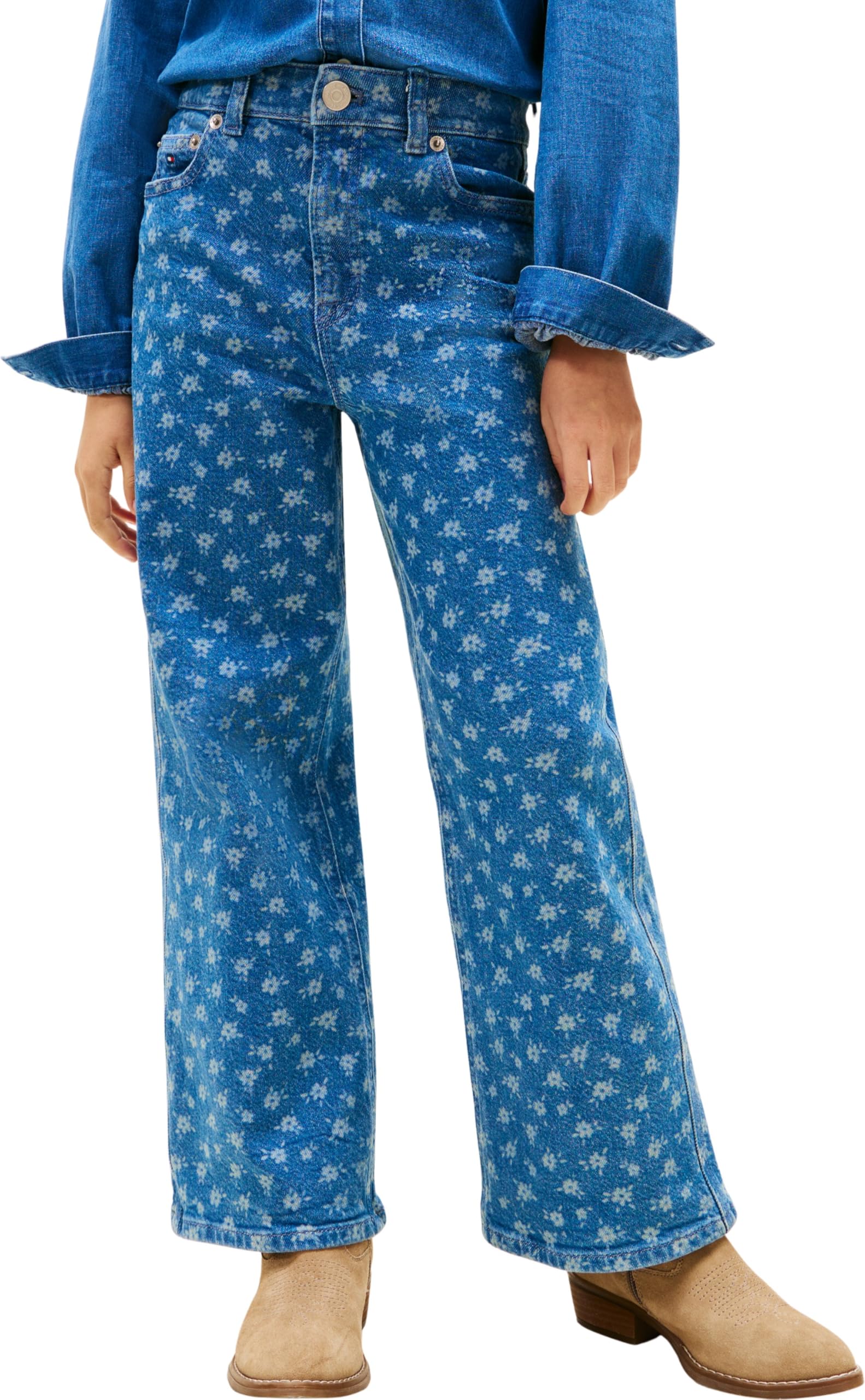 Tommy Hilfiger Mädchen Locker Mabel Wide Leg Flower AOP Jeans Kg0kg08960