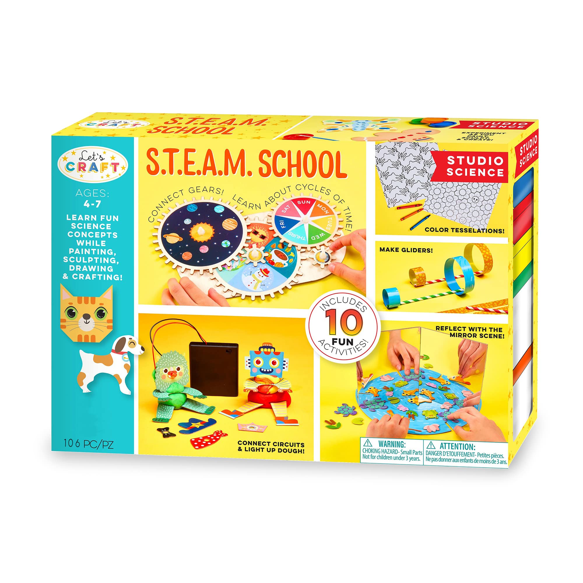Bright StripesSTEAM Science Kit for Kids 4-7 Years Arts and Crafts Painting Sculpting Drawing Creativity Activity Set 30 Educational Activities Experiments, Creative Gifts, Studio Science