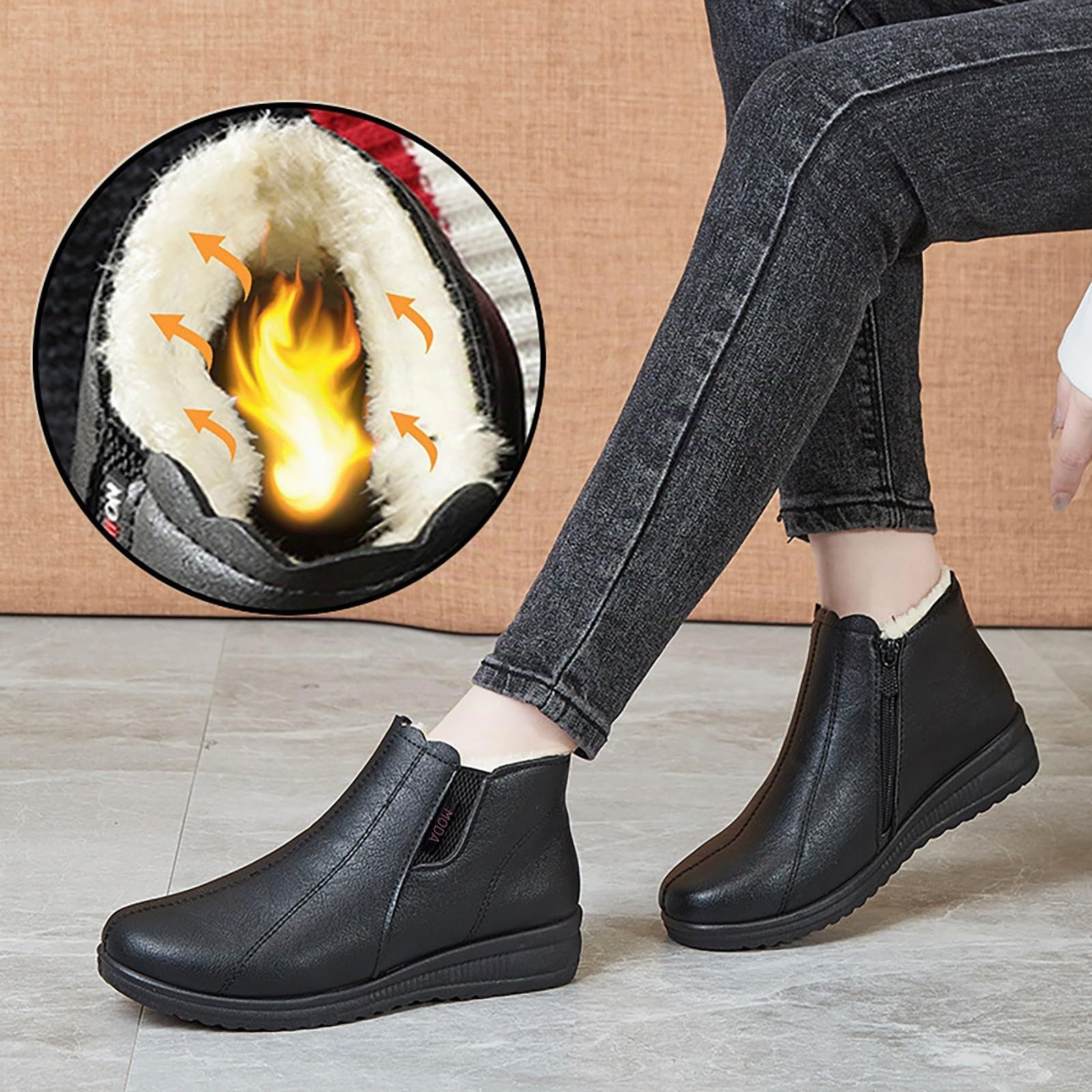 Generisch Scarpe ortopediche, stivali da donna, scarpe da ginnastica invernali, comode e antiscivolo, stivali corti
