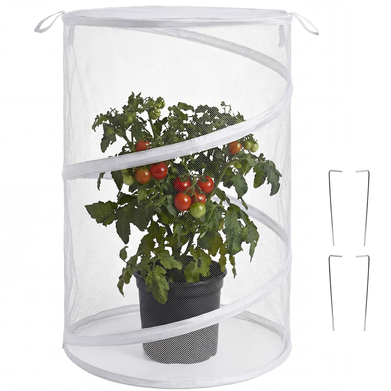 48x36cm Pop Up Garden Mesh - Vegetable Fruit Cage Flower Protective Net Cover with 4 Pegs, Outdoor Patio Garden Netting for Protecting Plant Flowers Fruit from Birds Chicken (white)