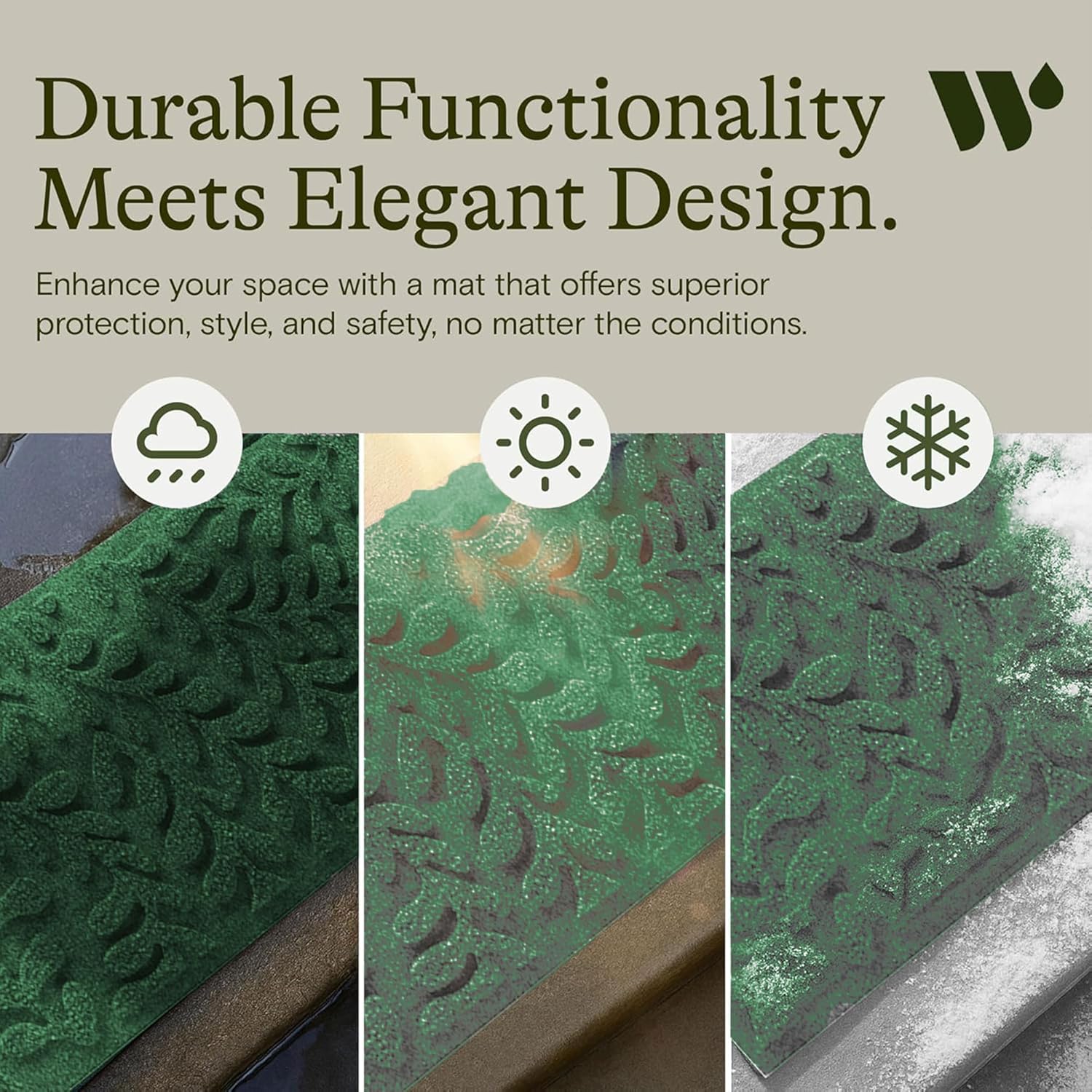 WaterHog Boxwood Stair Treads for Indoor Ourdoor Stairs, Absorbent All-Weather Stair Runner with Rubber Backing, Dirt & Moisture Trapper, Easy Clean Mat, Made in USA, 8.5"x30", 4pcs, Evergreen