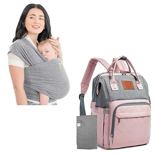 KeaBabies Mochila portabebés y bolsa de pañales Bolsas de viaje para bebés multifunción impermeables Todo en 1 Original transpirable Baby Sling,