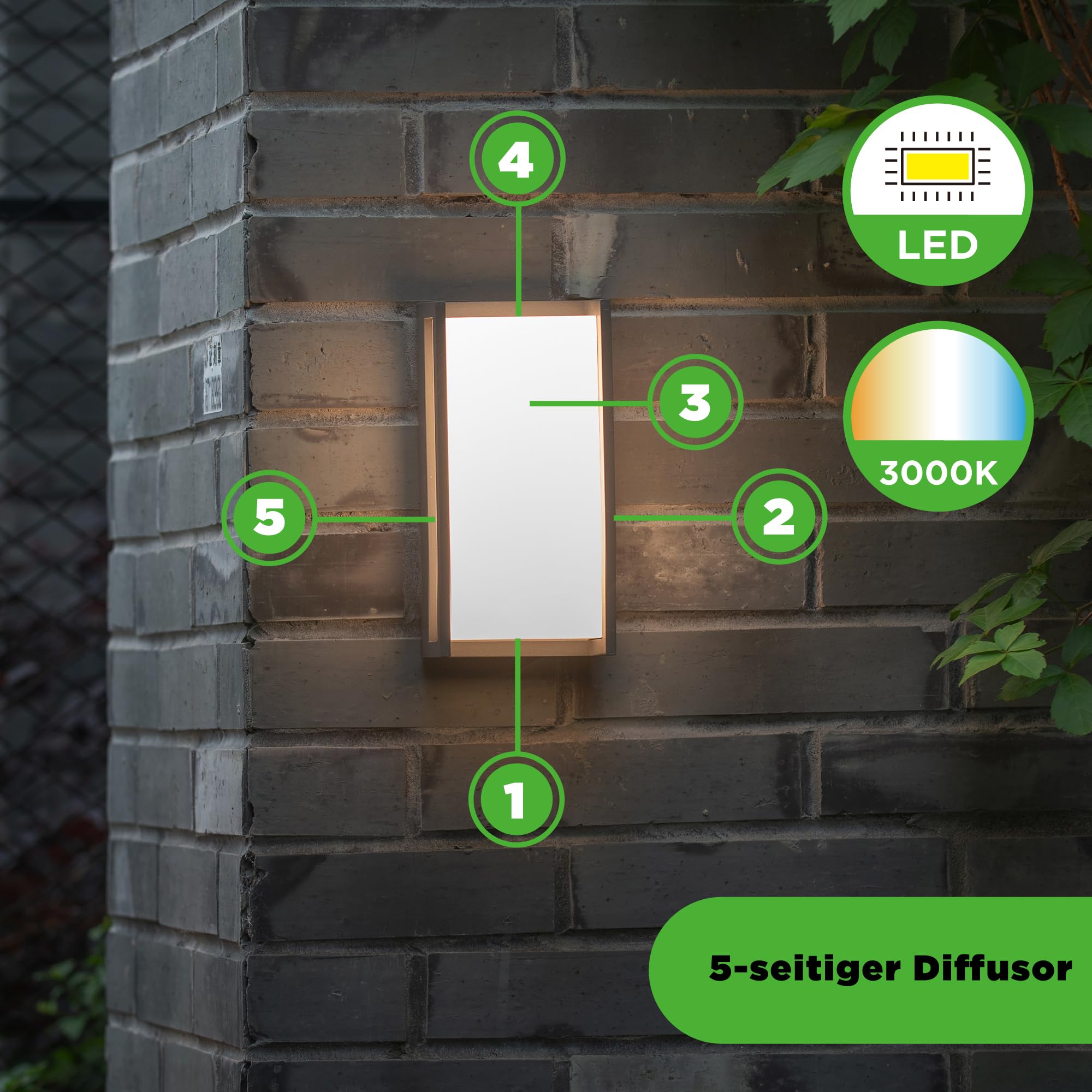 LUTEC LED-Wandleuchten für den Außenbereich, 1100LM 3000K Warmweiß, moderne Aluminium-Wandleuchte für den Außenbereich, wasserdichte Innenwandleuchte für Haustür, Veranda, Hausflur, Garten, dunkelgrau