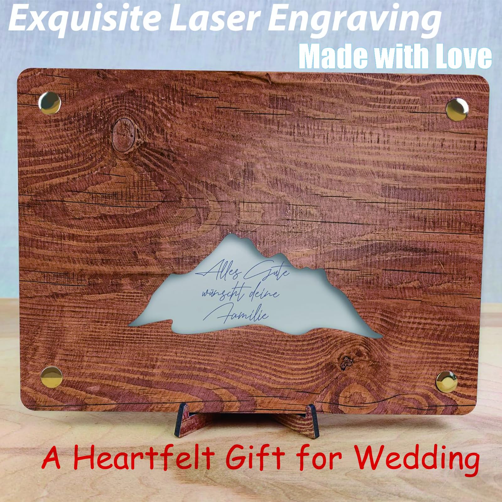 Regali in denaro per matrimonio, regali di nozze per sposi, in legno, 20 × 15 cm, biglietto di nozze con biglietti di auguri e busta, regalo di nozze per sposi, luna di miele