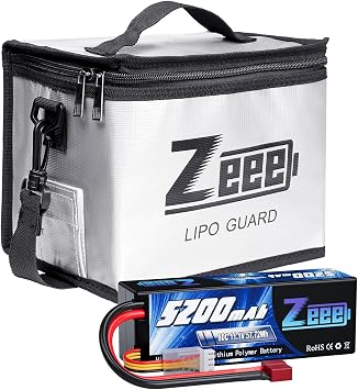 Zeee 3S Lipo Battery 5200mAh 11.1V 80C Hard Case Battery T Connector 1 Pack Battery with 1 Pcs Lipo Safe Bag Fireproof Explosionproof Bag for Storage Charging