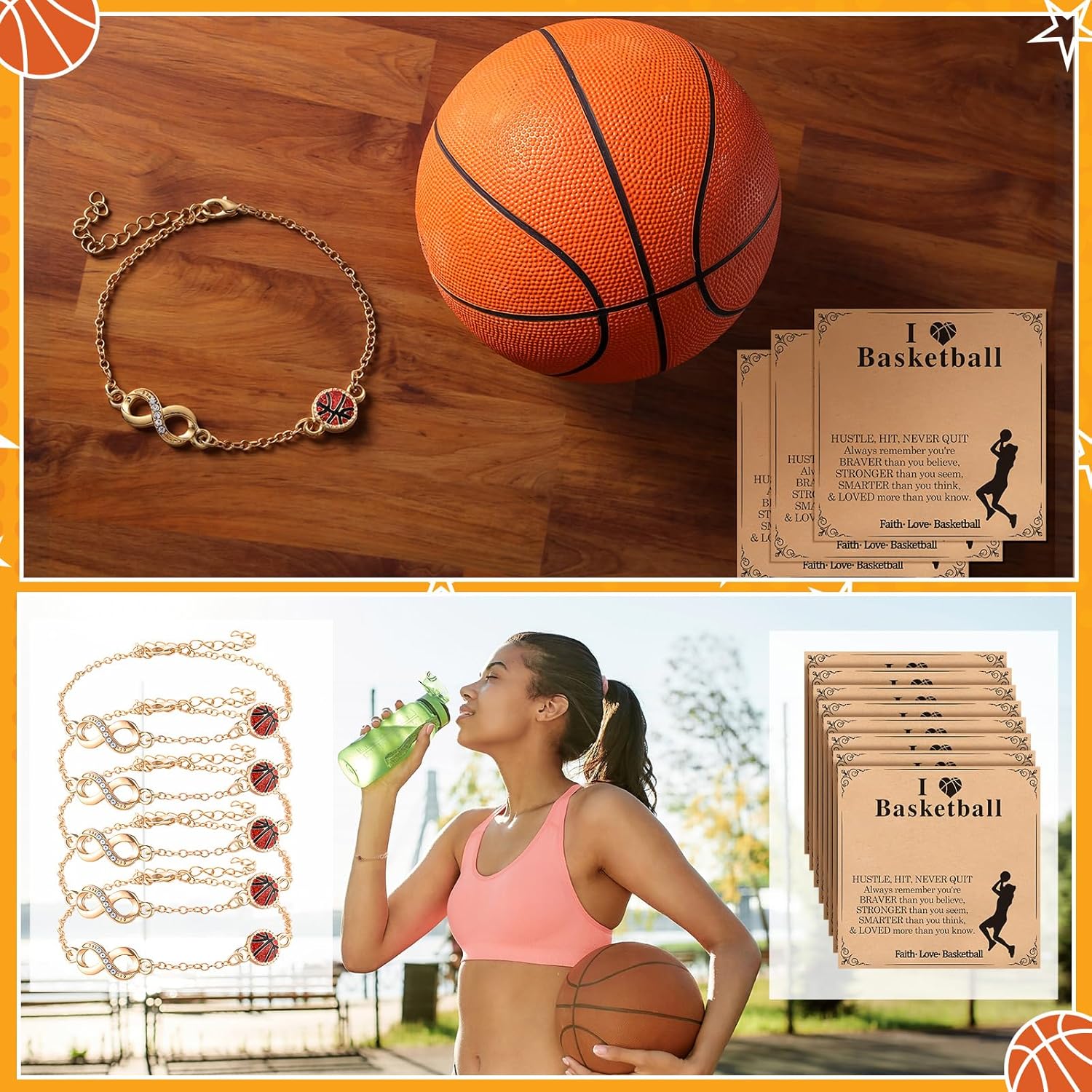 Quelay 12 Set Sport Bracelets Basketball Baseball Softball Football Soccer Volleyball Bracelets Gold Plated Jewelry Gift for Women - Image 4