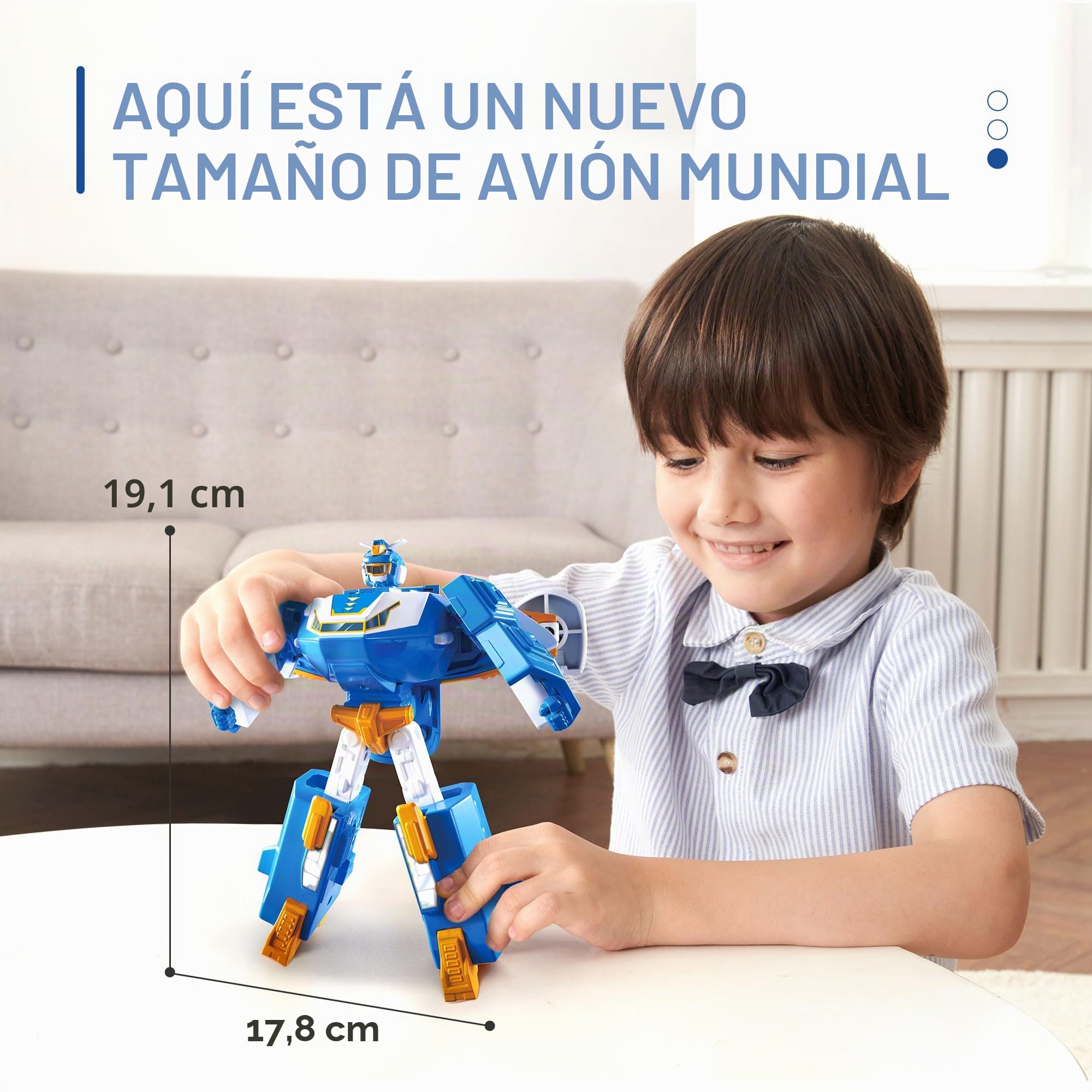Super Wings 2-en-1 Mini World Aircraft Robot con luz Fresca y Efectos de Sonido, Juguete para niños y niñas Mayores de 3 años