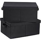 HOONEX Storage Bins with Lids for Organizing, Pack of 2, Storage Boxes with 2 Carrying Handles and Sturdy Heavy Cardboard, 16.5