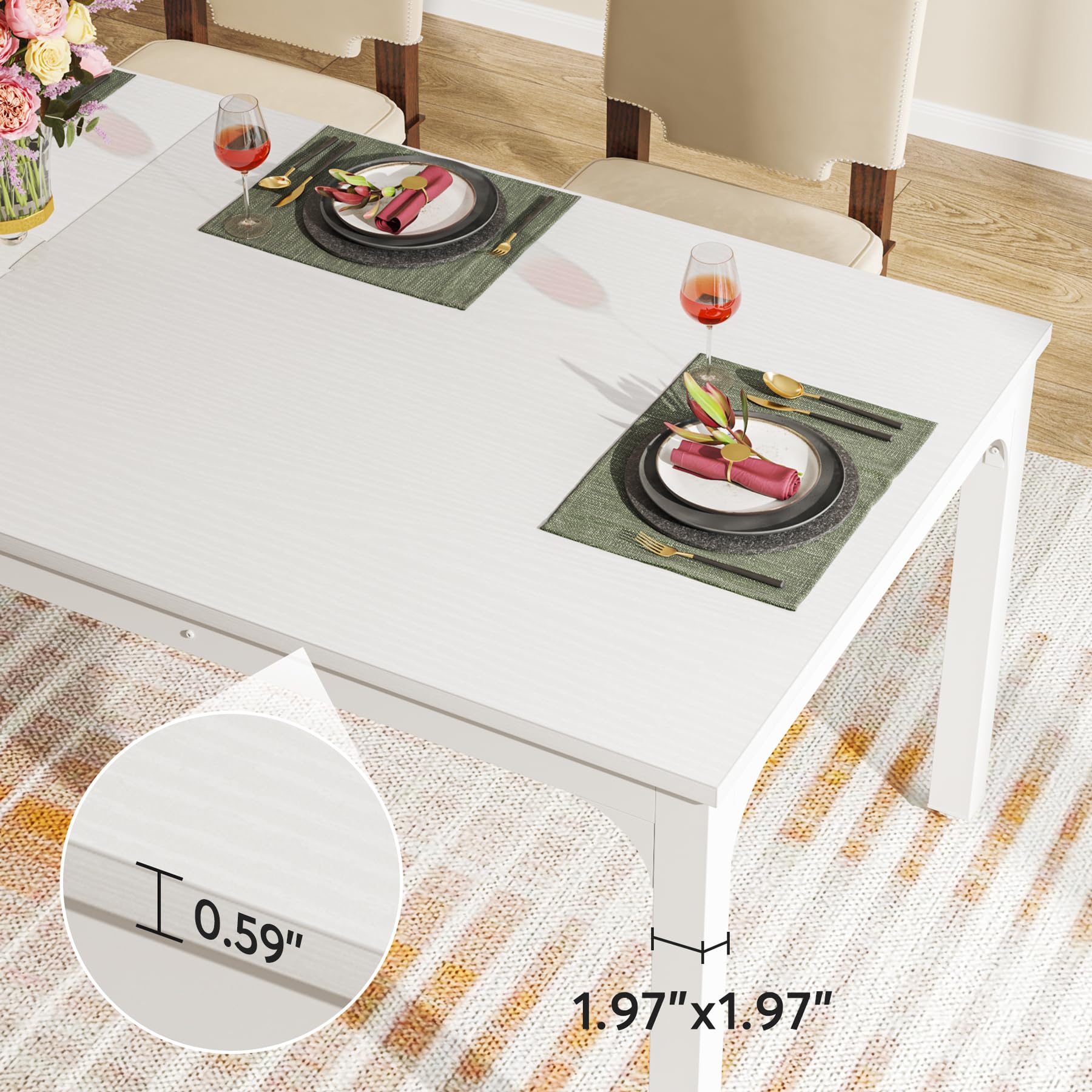 Tribesigns Table de Salle à Manger Industrielle de 200 x 70 x 75 cm, Table de Cuisine pour 6 à 8 Personnes, Table de Salle à Manger Rectangulaire pour Salle à Manger, Cuisine, Salon, Blanc