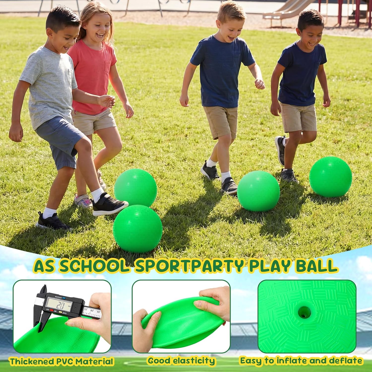 Macarrie 20 Pcs Playground Balls 6 Inches Dodgeball Kick Balls for Kids Adults Colorful Inflatable Balls Handballs Soccer Basketball Handball Games Camps Schools Outdoors