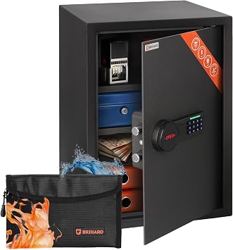 Business XL Electronic LCD Safe E14606E - 50 x 35 x 36 cm H x W x D - Home Security Box with Digital Keyboard Lock LED Screen and Removable Shelves Heavy Duty Home Safe
