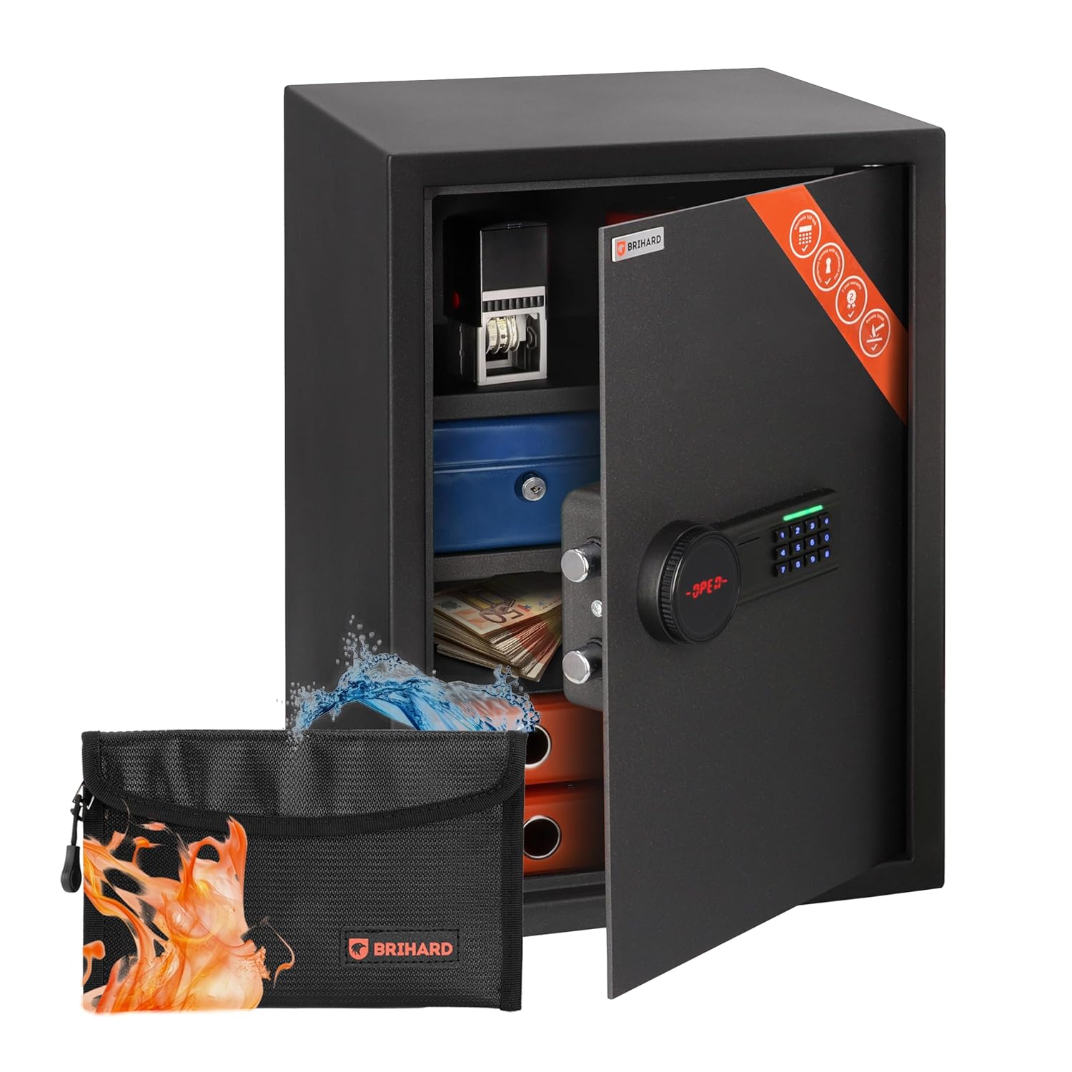 Business XL Electronic LCD Safe 19 69H x 13 78W x 14 17D with Fireproof Bag Large Digital
