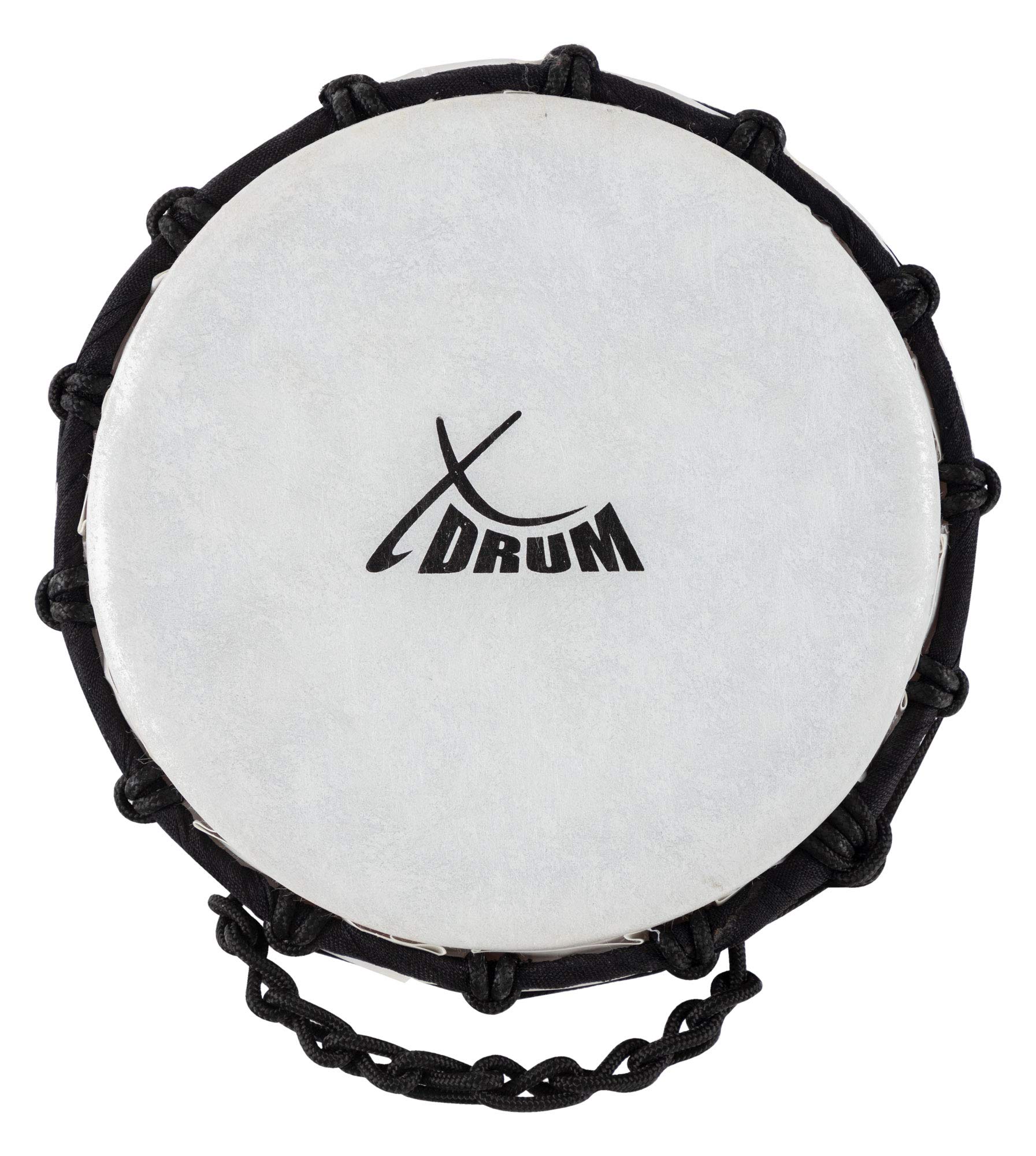 XDrum Djembe 7" rojo, Djembe estilo africano, Diámetro: 7" (18 cm) | Altura: 12" (31 cm), Fabricado en PVC, Sistema de afinación con cuerda, Parche de plástico con aspecto natural, Base de goma