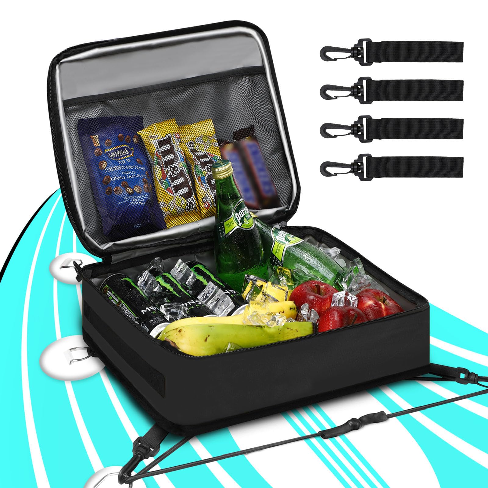 Paddleboard Cooler Bag, Waterproof Surf SUP Deck Cooler Bag, Insulated Leakproof 10 Can Bags Accessory Bags for SUP Paddleboard and Kayak (Black) — image 1