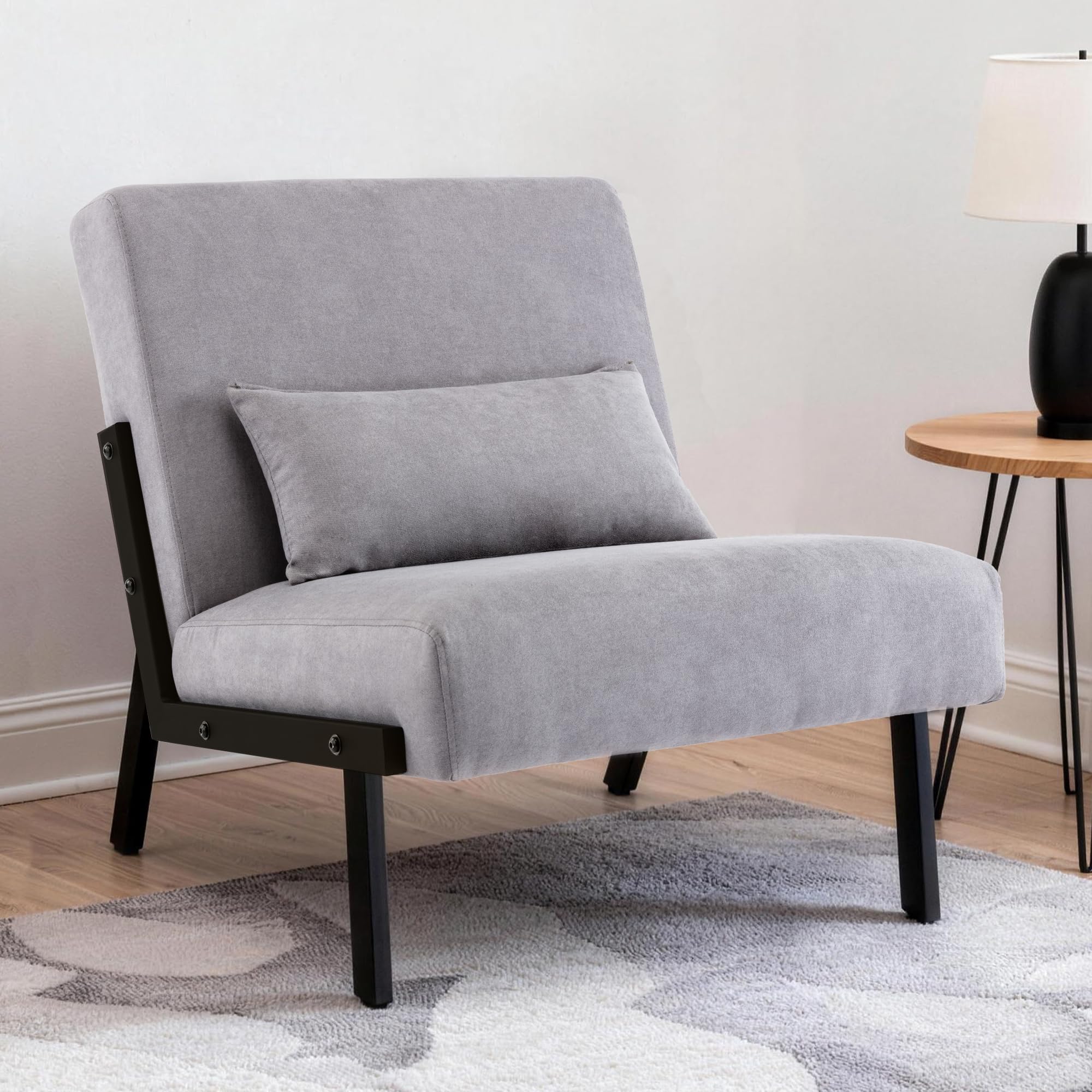 Mingone Sessel Lounge Modern Einzelsessel mit Rückenlehne Loungesessel Design Cocktailsessel Relax Sessel mit Kissen Bequemer Polstersessel für Wohnzimmer Schlafzimmer Balkon (1, Grau)