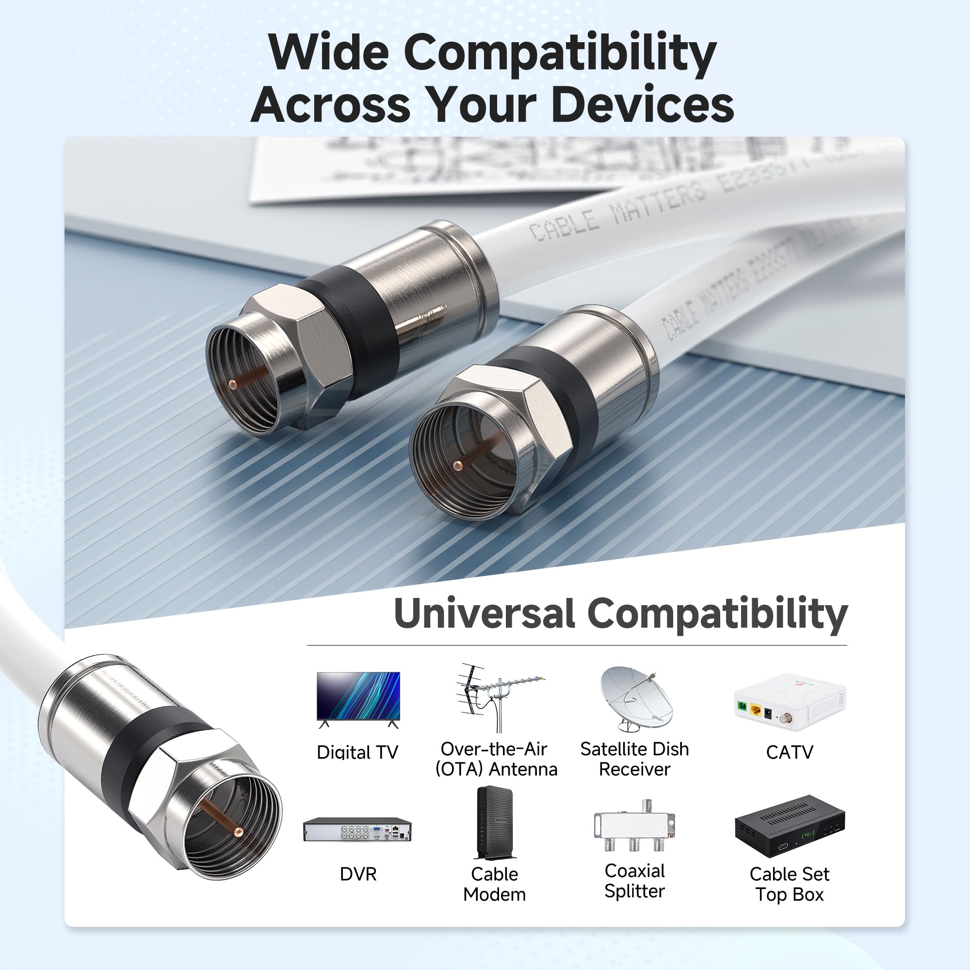 Amazon.com: Cable Matters RG6 Coaxial Cable - 100ft, [CL2 Rated