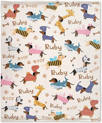 Miniatura 3 de Manta personalizada para perros con nombre, manta personalizada de perros salchicha personalizada, regalos para amantes de los perros, niñas y