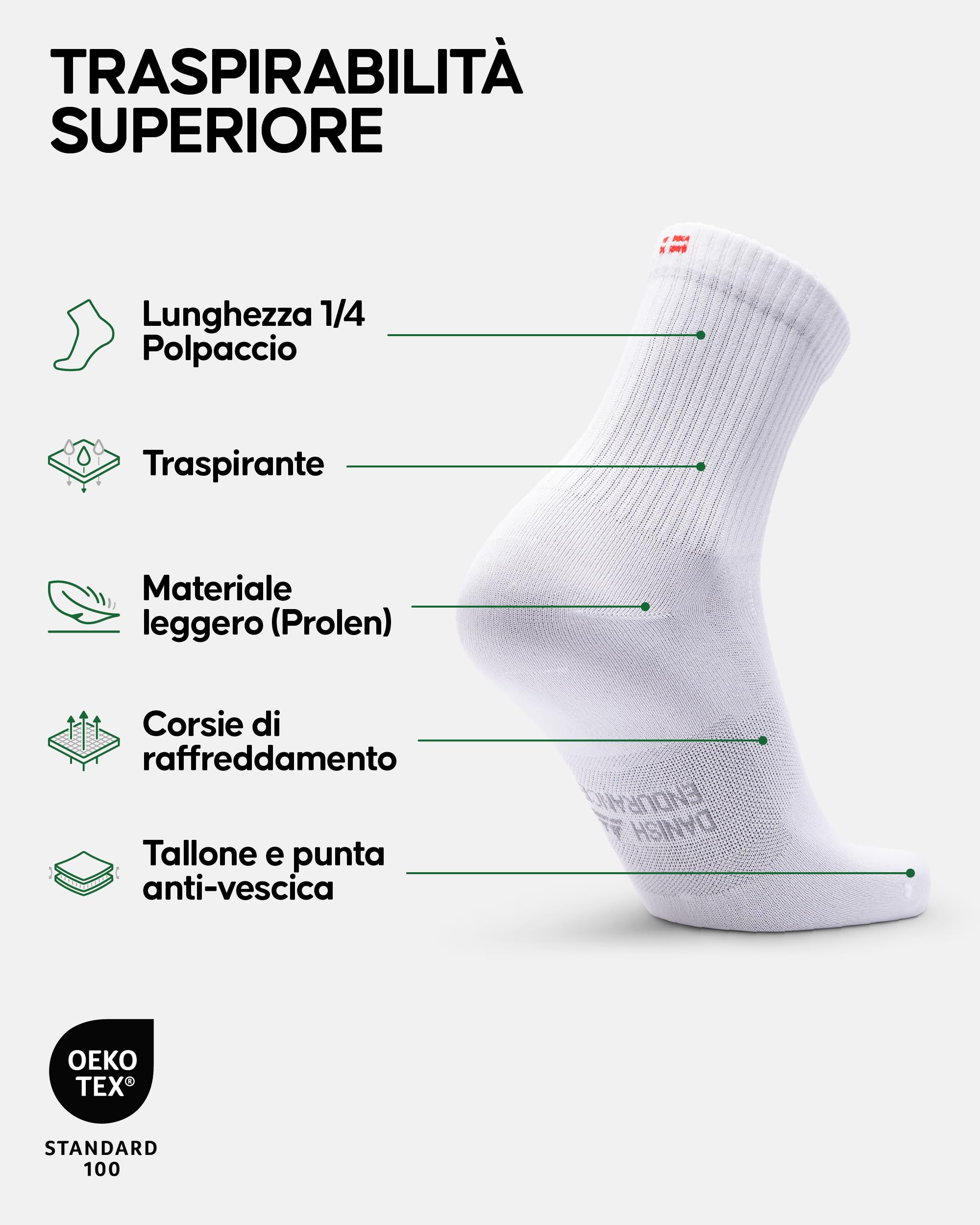 DANISH ENDURANCE Calzini Sportivi Quarter, Calze da Corsa, Running, Traspiranti, per Uomo e Donna, 3 o 5 Paia