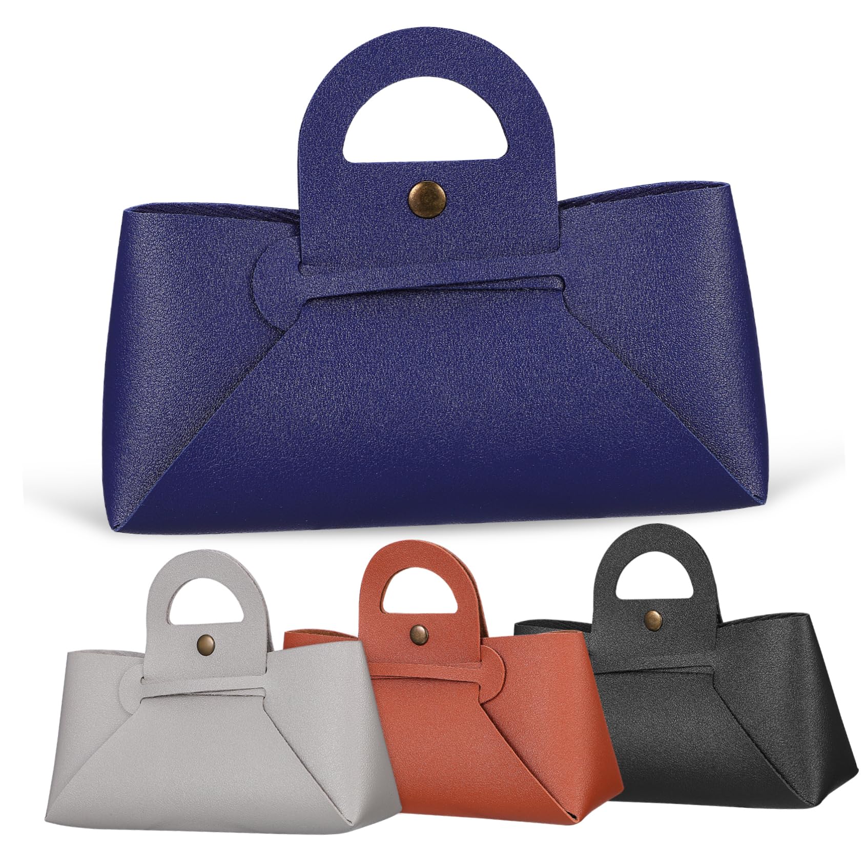 Holibanna 4pezzi Custodie Per Occhiali Pelle Pouch Multi-funzionale Per Sole e Occhiali Di Colori Scuro Con Chiusura Pulsante e Manico Organizer Per Smartphone e Chiavi
