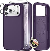 Vista 233 de GONEZ Funda de silicona para iPhone 14 Pro Max, compatible con MagSafe, con protector de pantalla + protector de lente de cámara, silicona líquida a