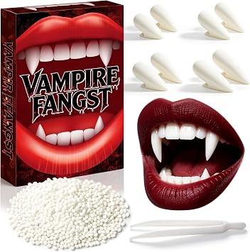 Halloween Vampire Teeth 8Pcs Vampire Fangs Fake 4 Size Teeth Fangs for Cosplay Party Props Halloween Costumes Accessories Party Favors