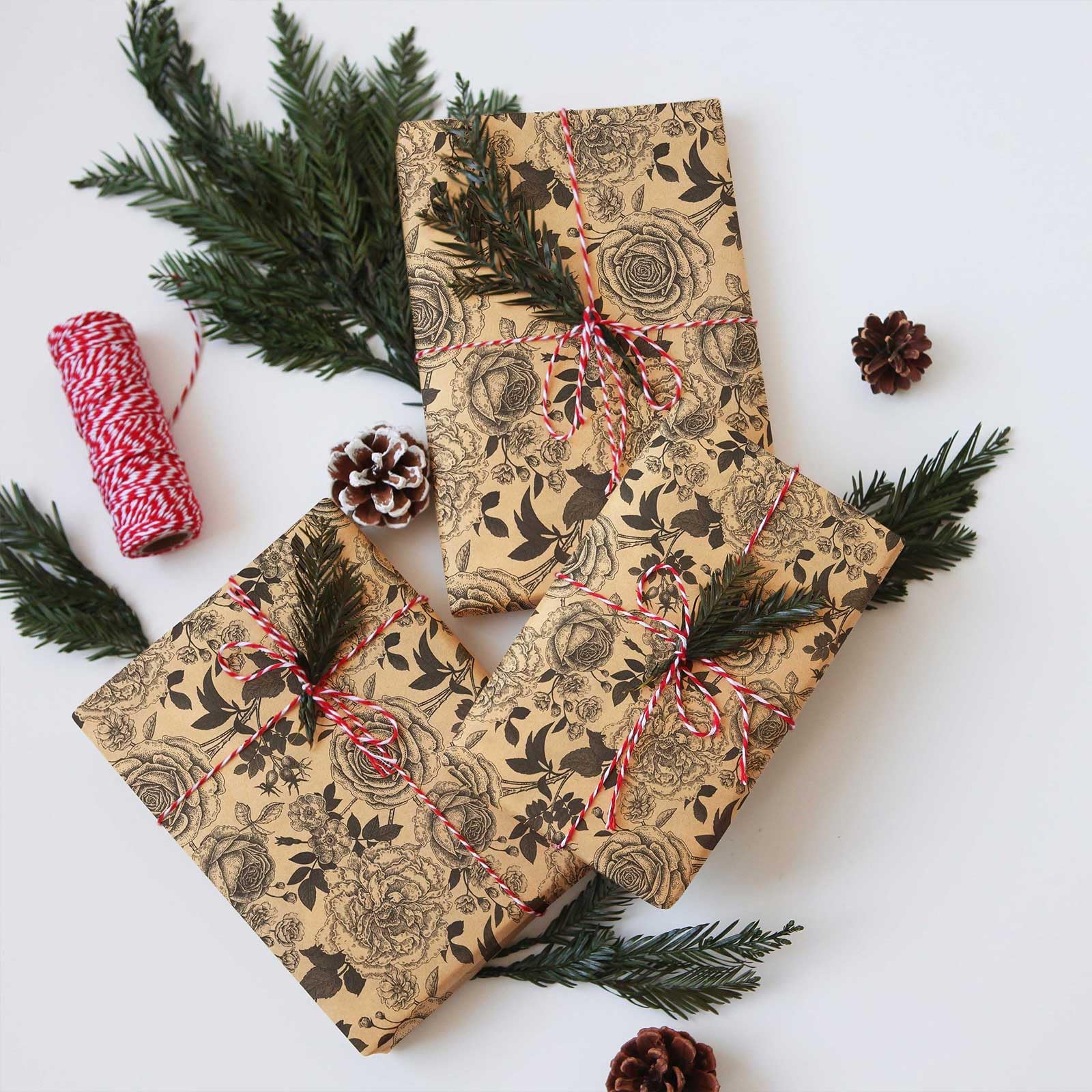YXTII Papier do pakowania duża rolka, kwiatowy papier do pakowania prezentów z wyciętymi liniami na ślub, walentynki, Boże Narodzenie, wieczór panieński, baby shower, 17 cali x 49 stóp