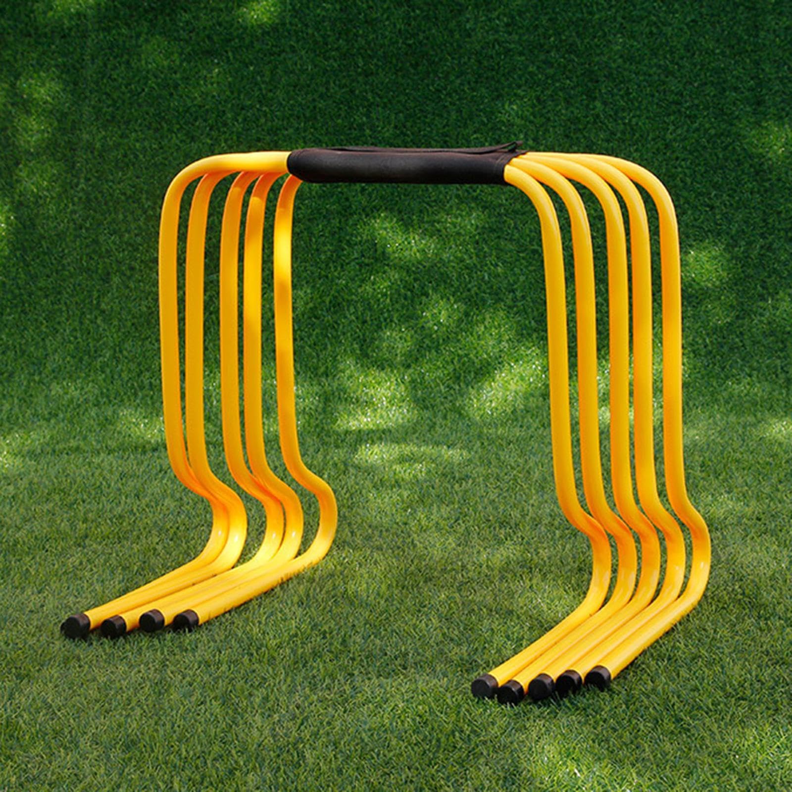 perfk 5 Pezzi di Ostacoli per l'agilità, Attrezzatura per l'allenamento della velocità, Ostacoli multifunzionali Gialli per Il Campo Fitness, Sport, 50 Cm