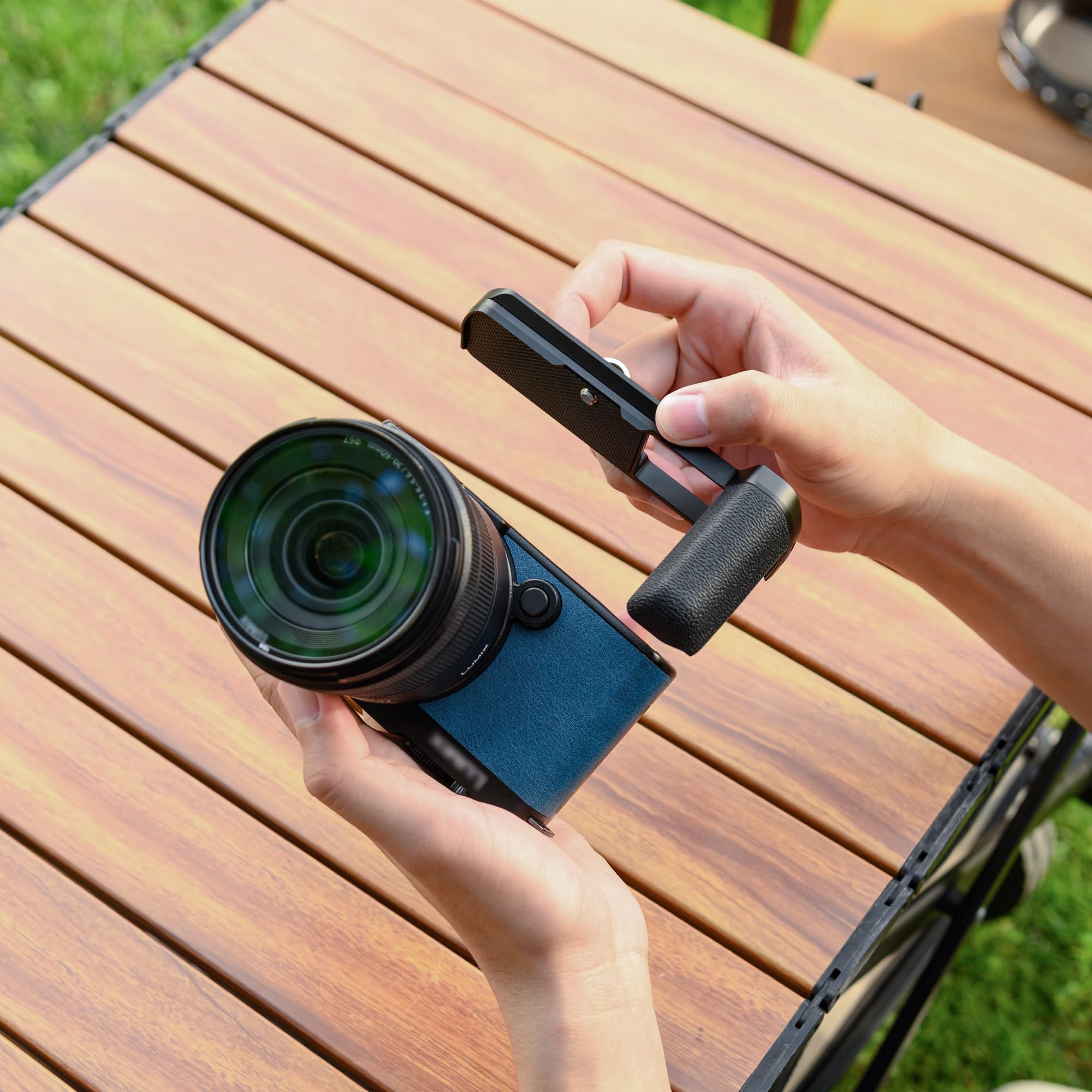 Mango S9, mango de soporte en forma de L para cámara Panasonic Lumix S9 con placa de liberación rápida Arca integrada y apertura de compartimento de batería, soporte de agarre de mano S9, diseño de