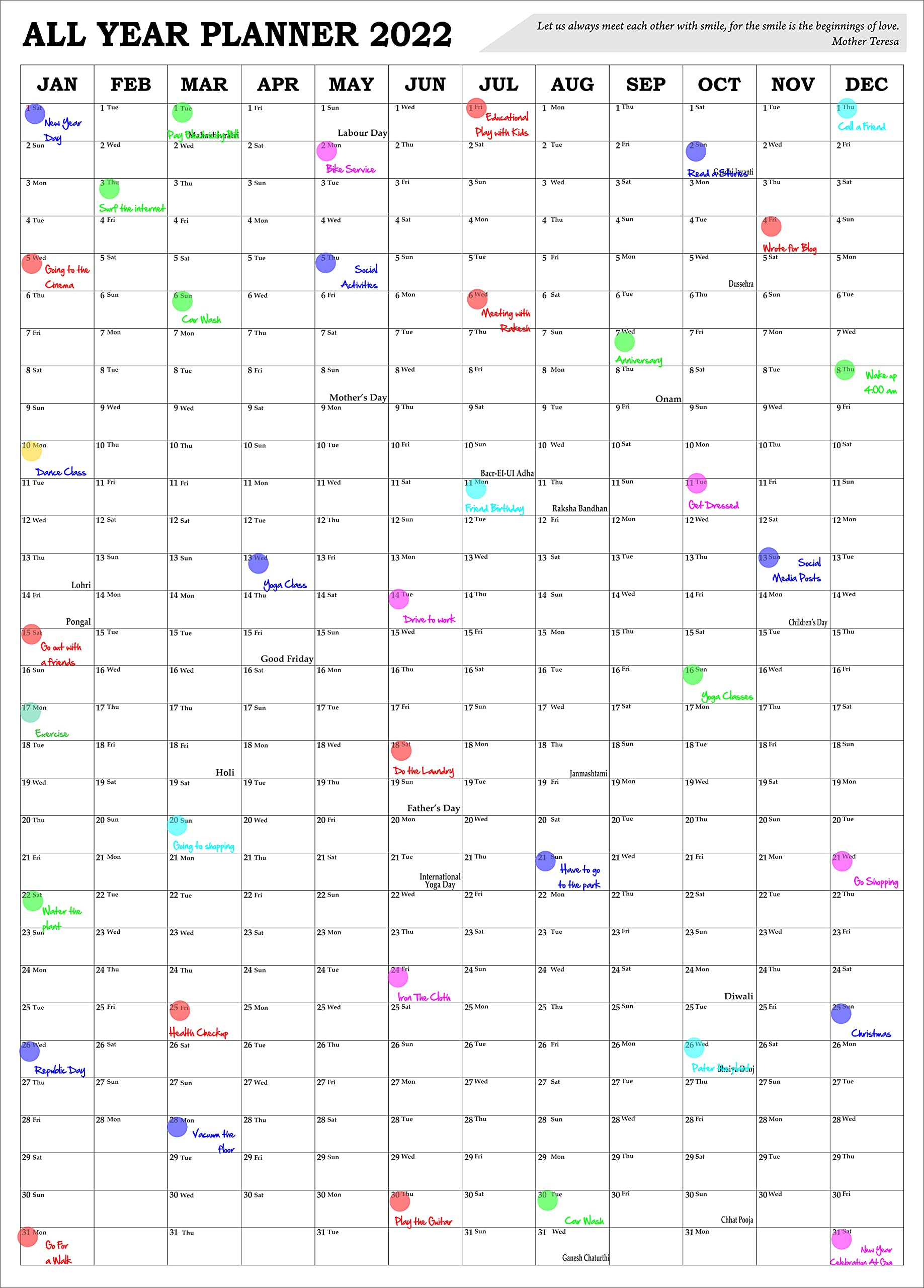 Buy Accuprints Planner, Organizer & Reminder 18x25 inch Wall Calendar