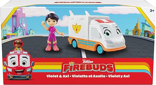 Miniatura 9 de Disney Junior Firebuds, Violeta y Axl, figura de acción y juguete de ambulancia con movimiento ocular interactivo, juguetes para niños y niñas a