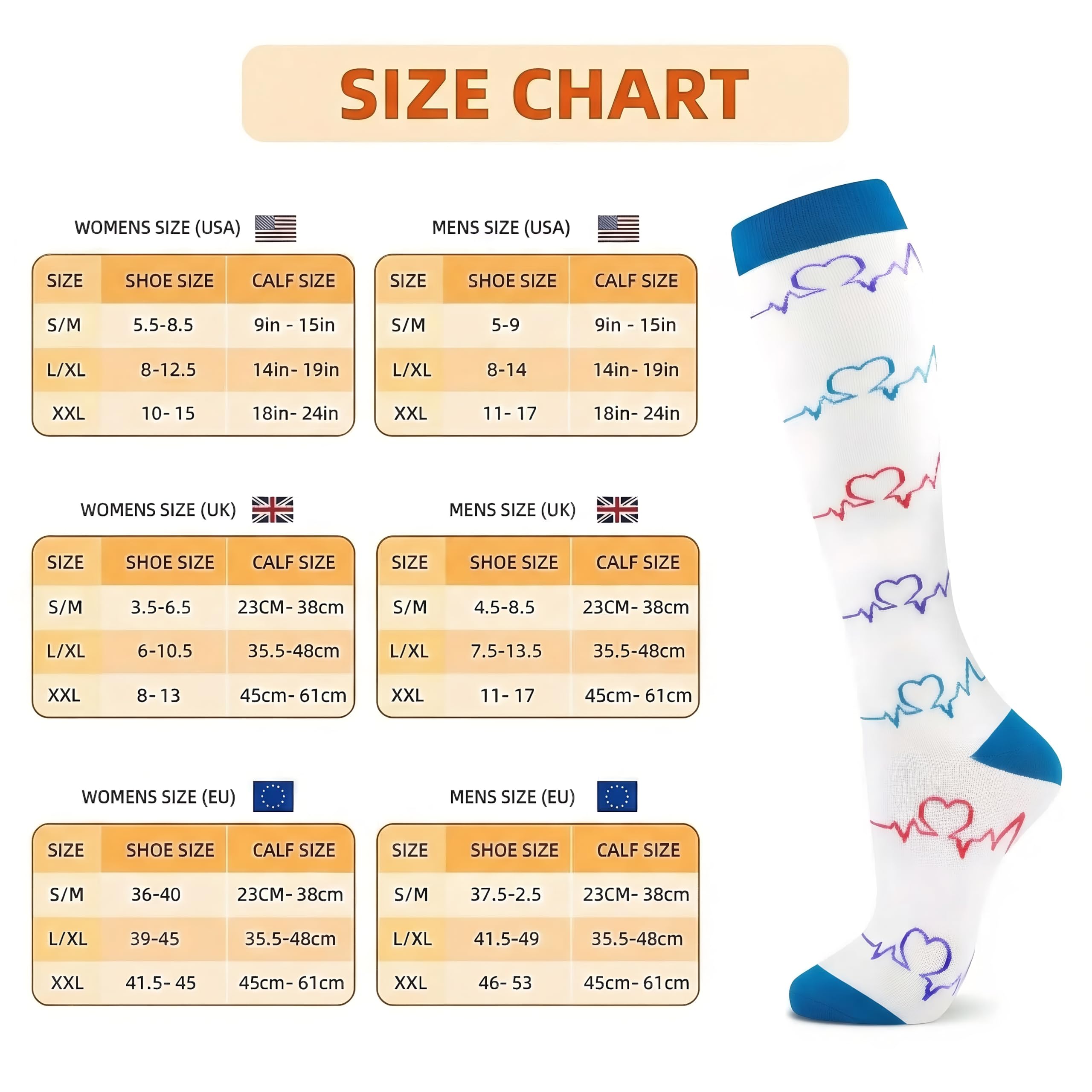 Calcetines de compresión (7 pares) para mujeres y hombres Circulación 20-30 mmhg El calcetín alto hasta la rodilla es el mejor apoyo para atletismo Correr, Ciclismo