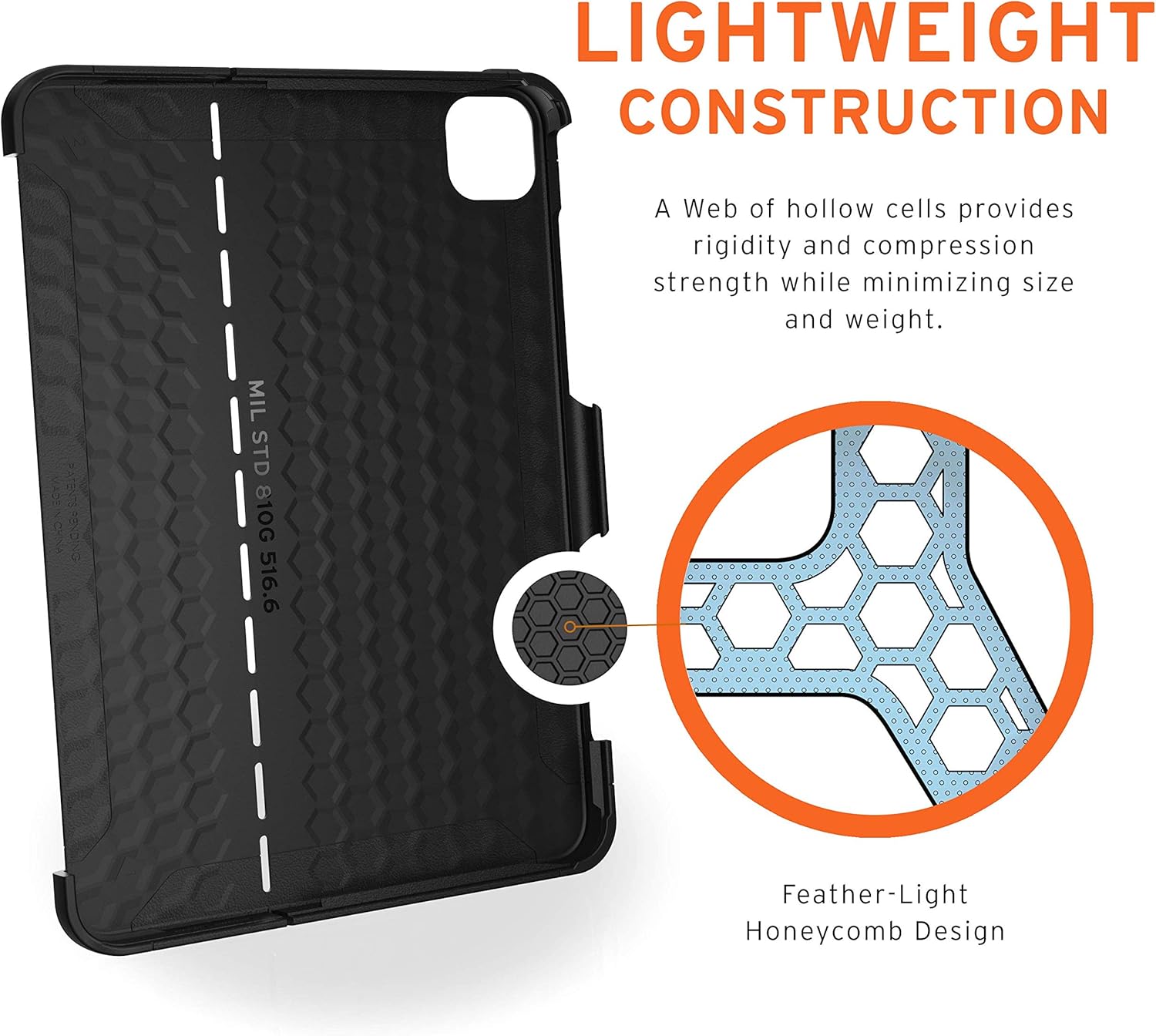 URBAN ARMOR GEAR UAG iPad Pro 12.9-inch (4th Gen, 2020) Case Slim Heavy-Duty Tough Military Drop Tested Rugged Protective Cover with Apple Pencil Holder (Requires Smart Keyboard Folio), Scout Black